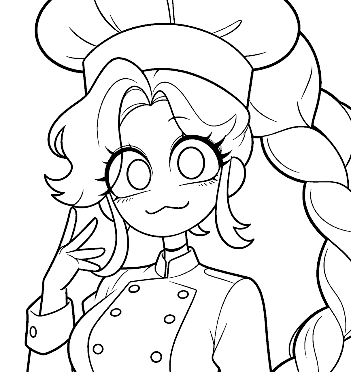 chef uniform lily lovebraids poppy playtime line art