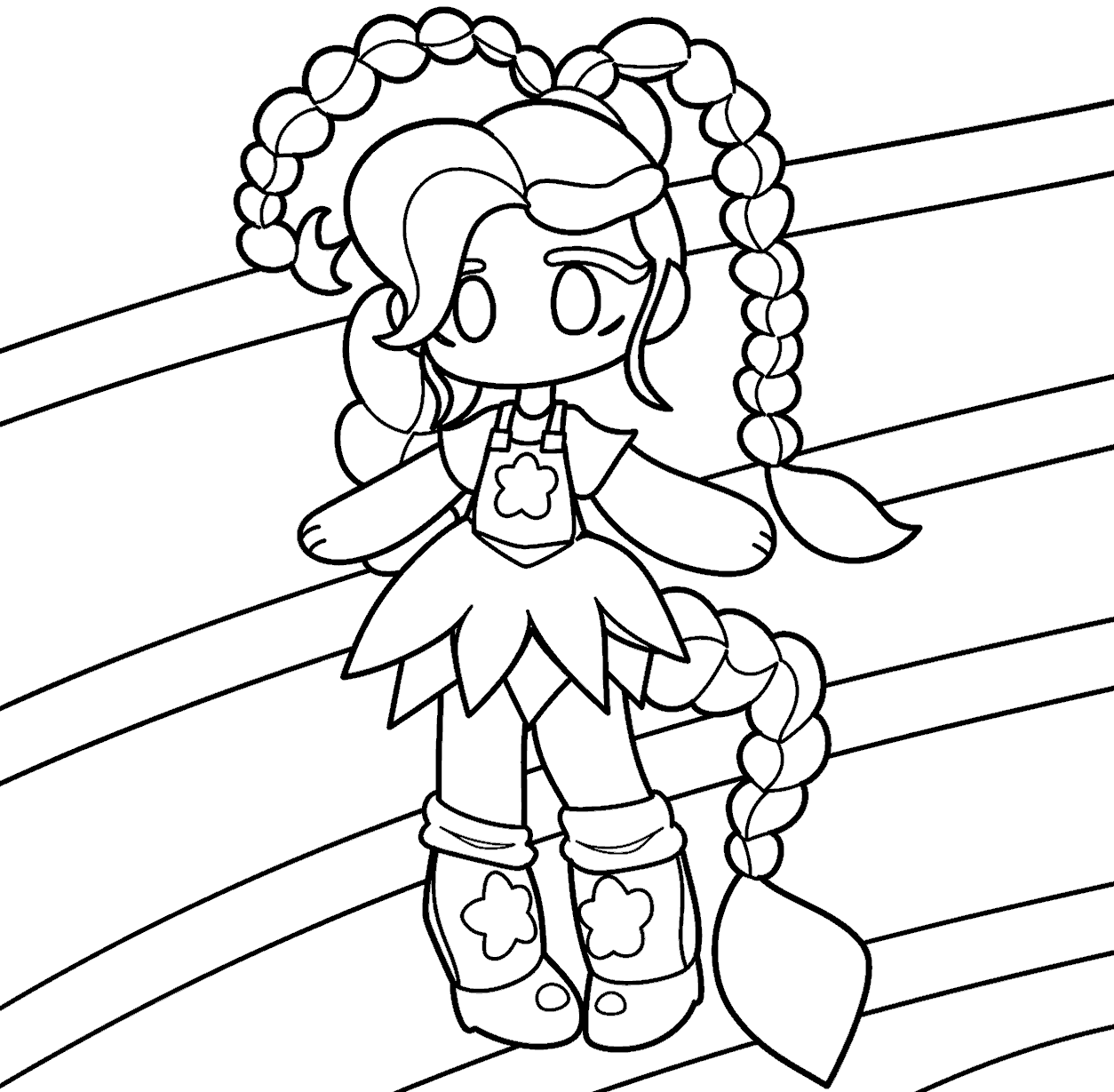 chibi lily lovebraids on rainbow poppy playtime line art
