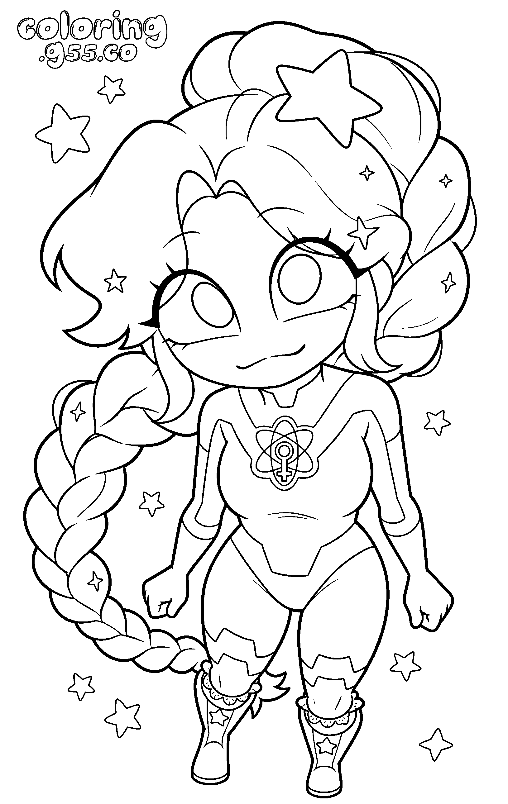 chibi lily lovebraids superhero line art
