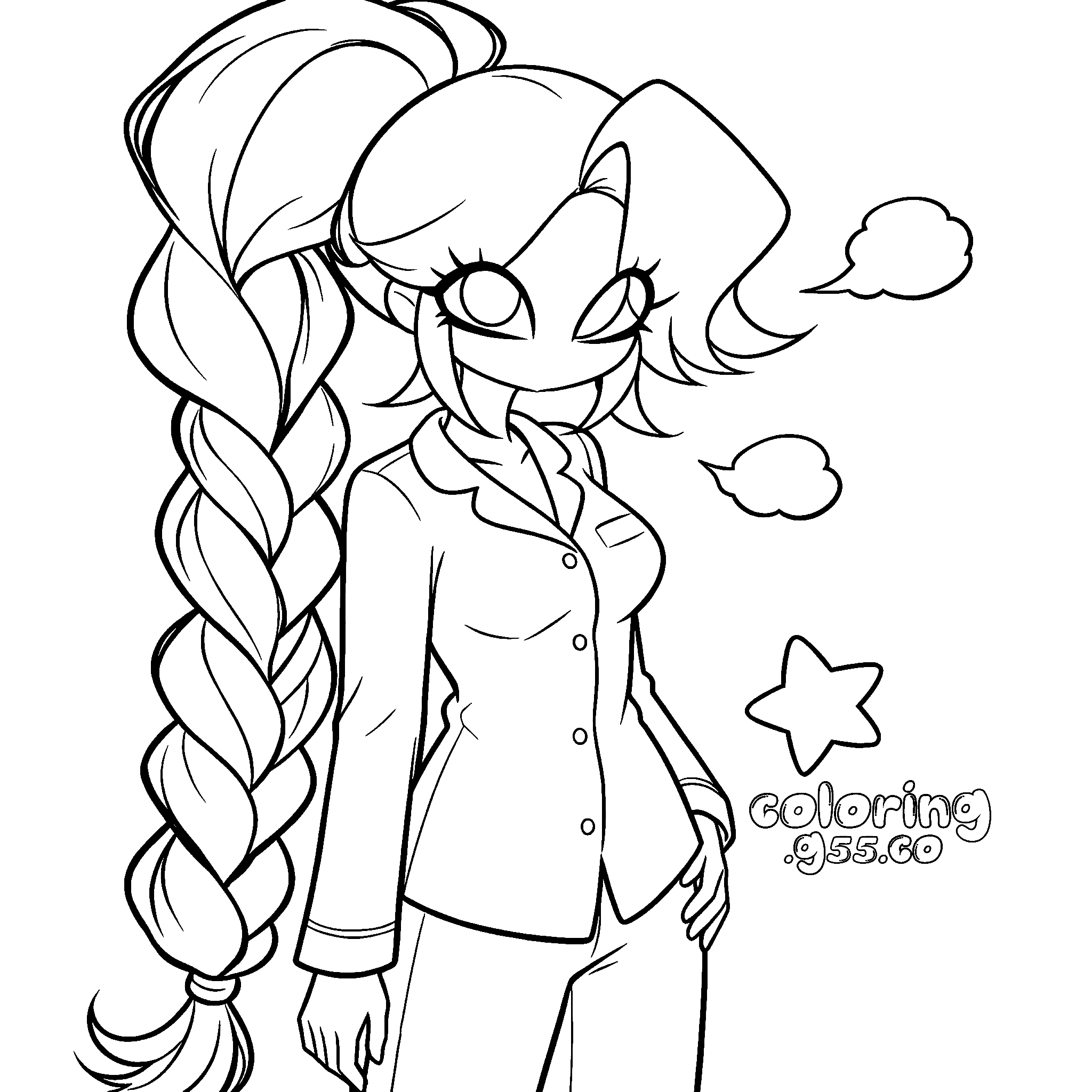 cozy pajama aesthetic high braid outfit lily lovebraids poppy playtime line art