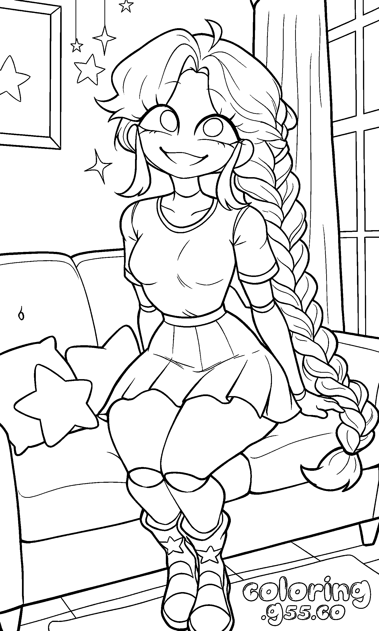 cozy sofa lily lovebraids digital procreate line art