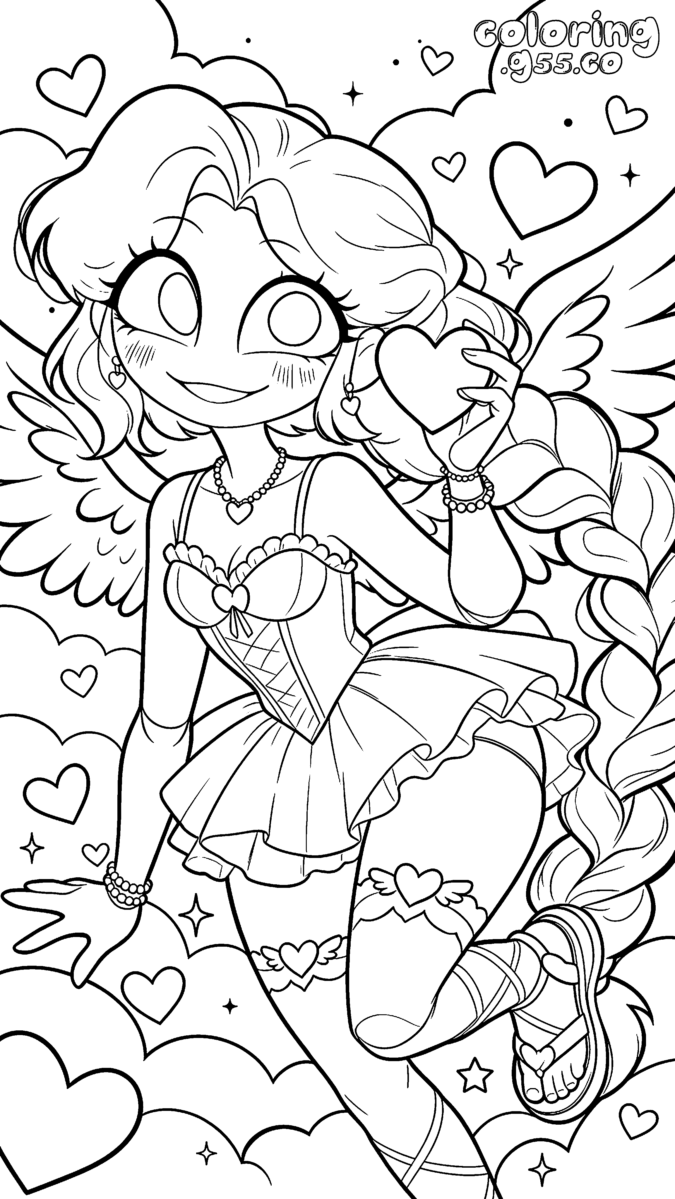 cupid angel lily lovebraids digital procreate line art