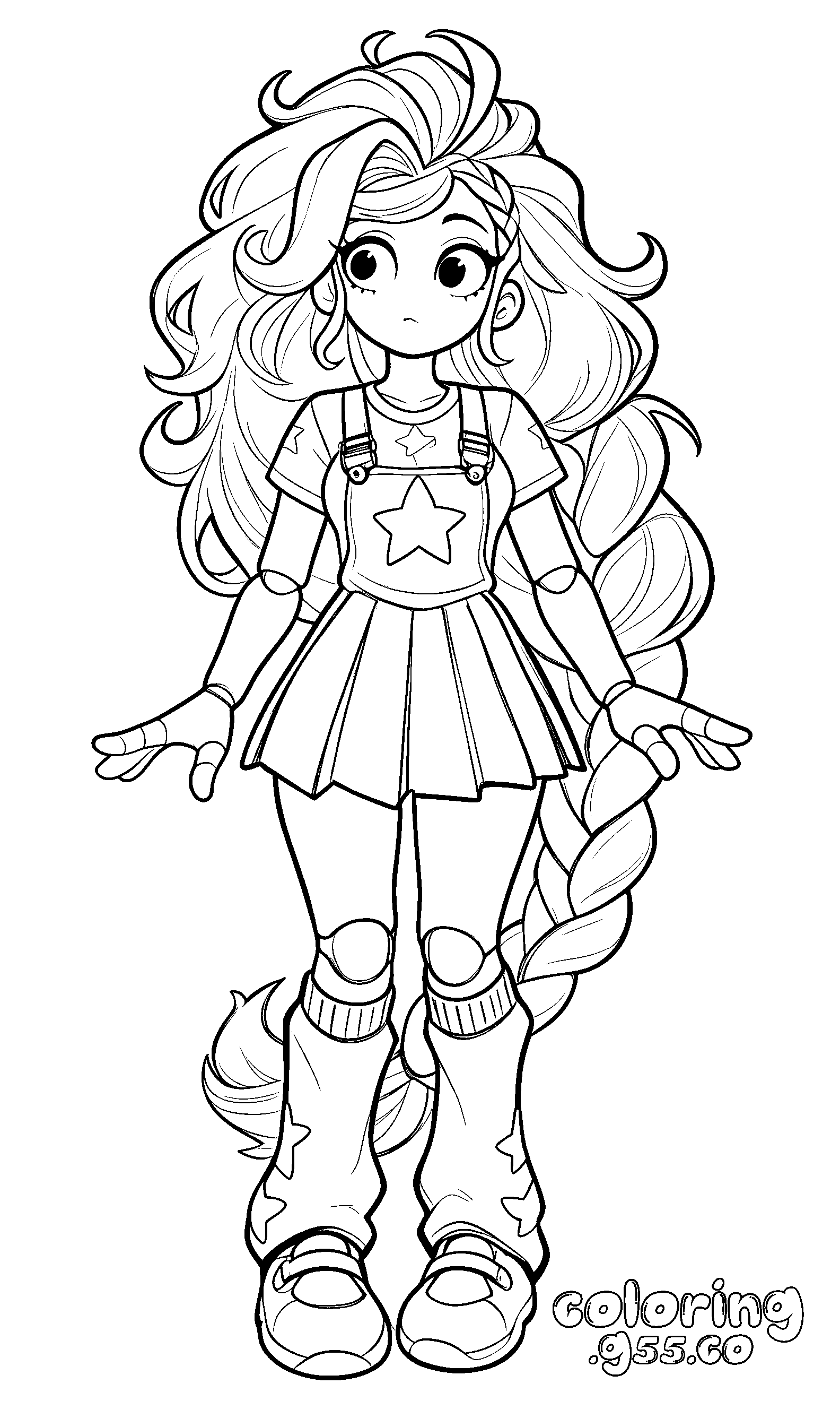 curious expression wavy wild mane slouch socks lily lovebraids poppy playtime line art