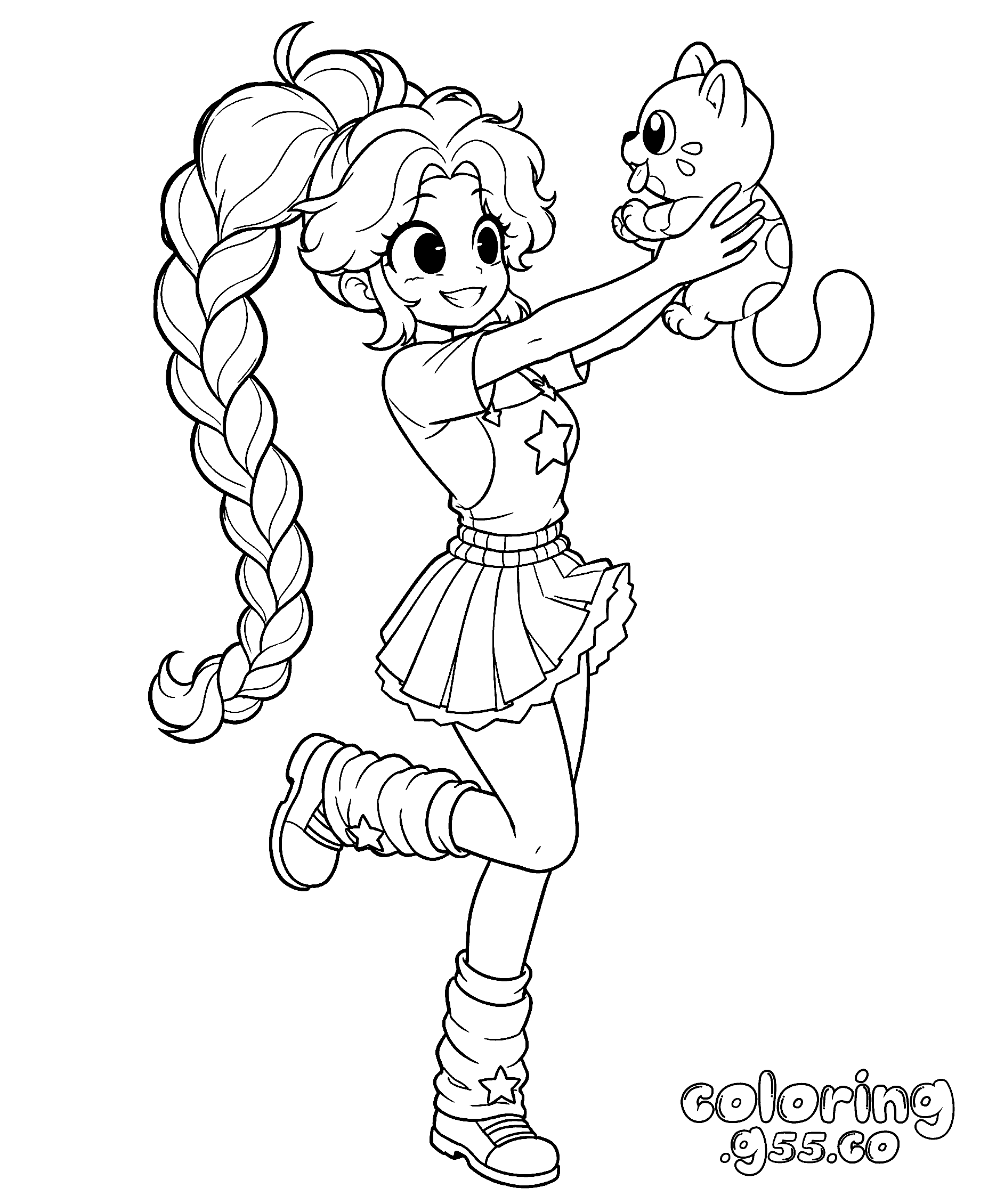 cute anime cat hug lily lovebraids poppy playtime line art for kids
