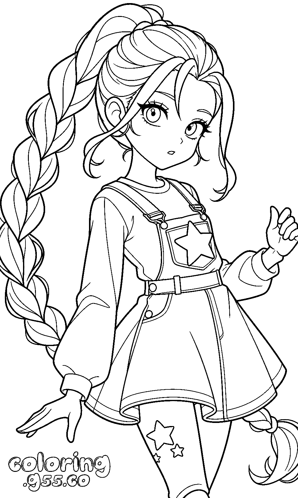 cute anime high ponytail braid star overall dress lily lovebraids poppy playtime line arts for kids