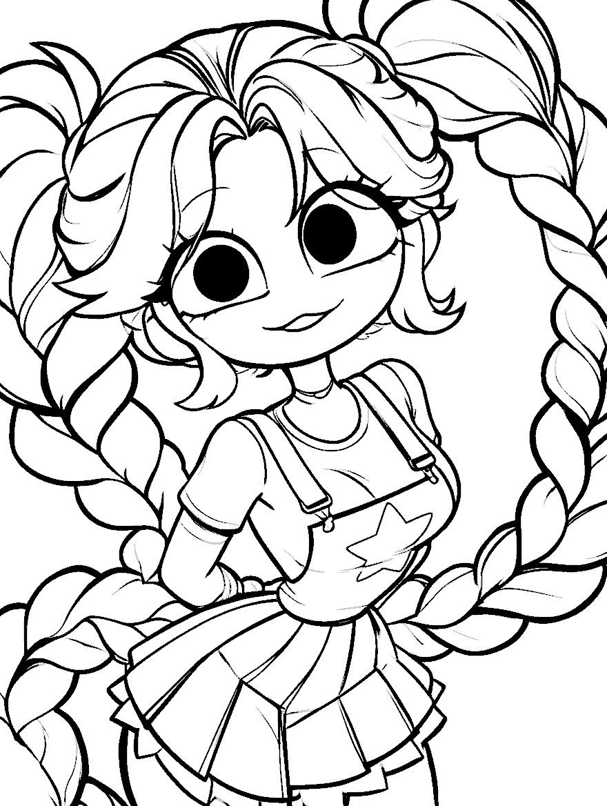 cute big eyes lily lovebraids poppy playtime line art