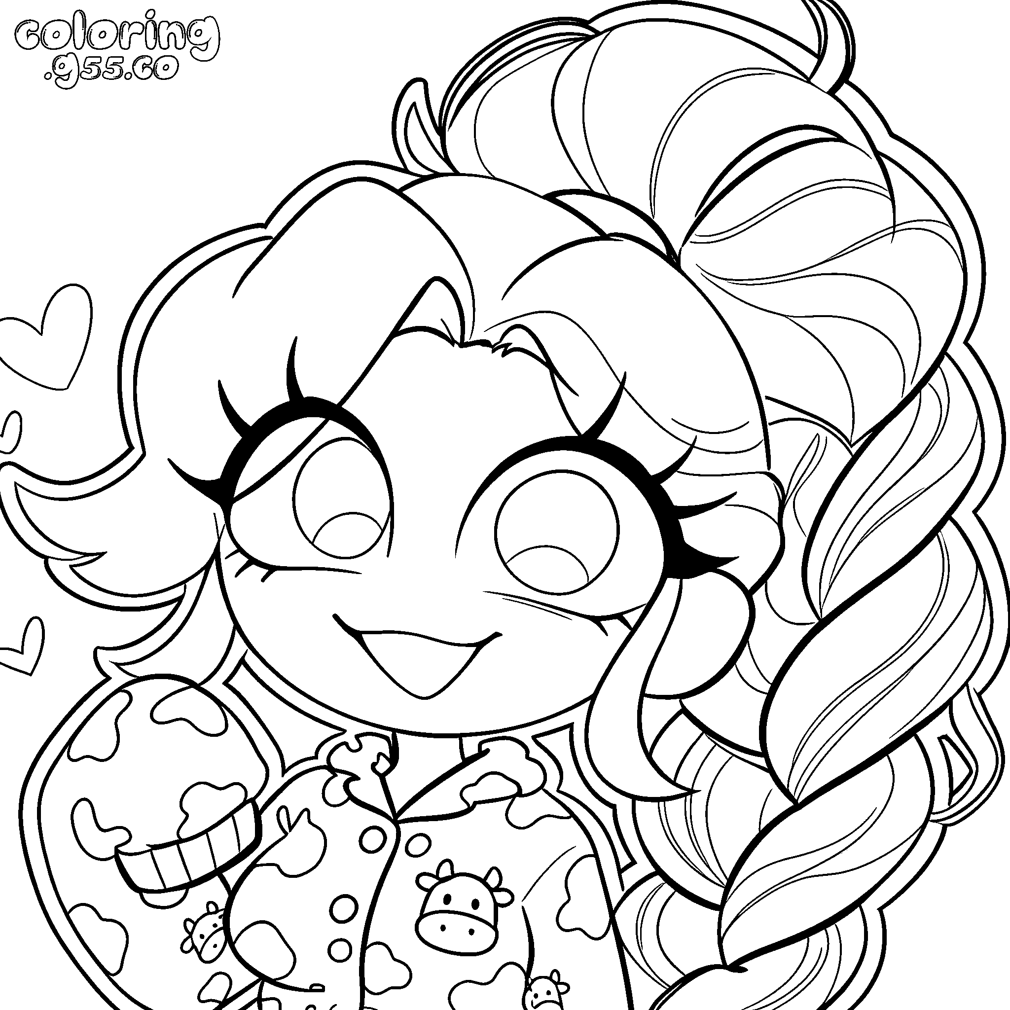 cute cow print pajamas cupcake chibi lily lovebraids poppy playtime line art
