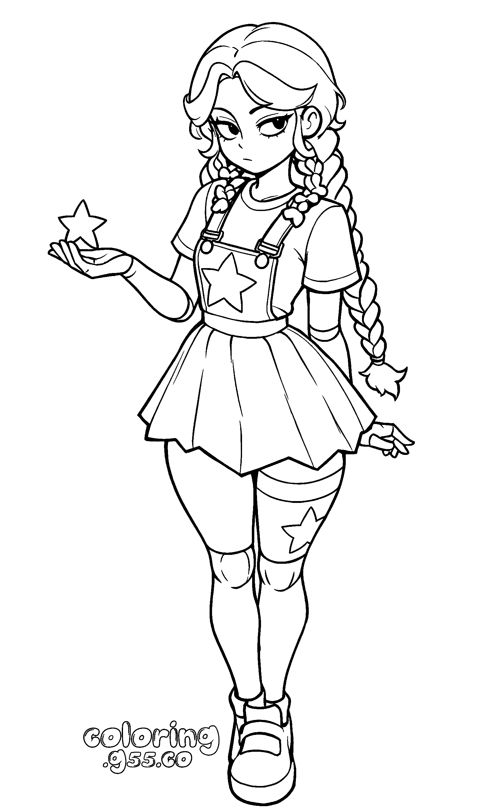 cute holding star pigtails anime pose lily lovebraids poppy playtime line arts for kids