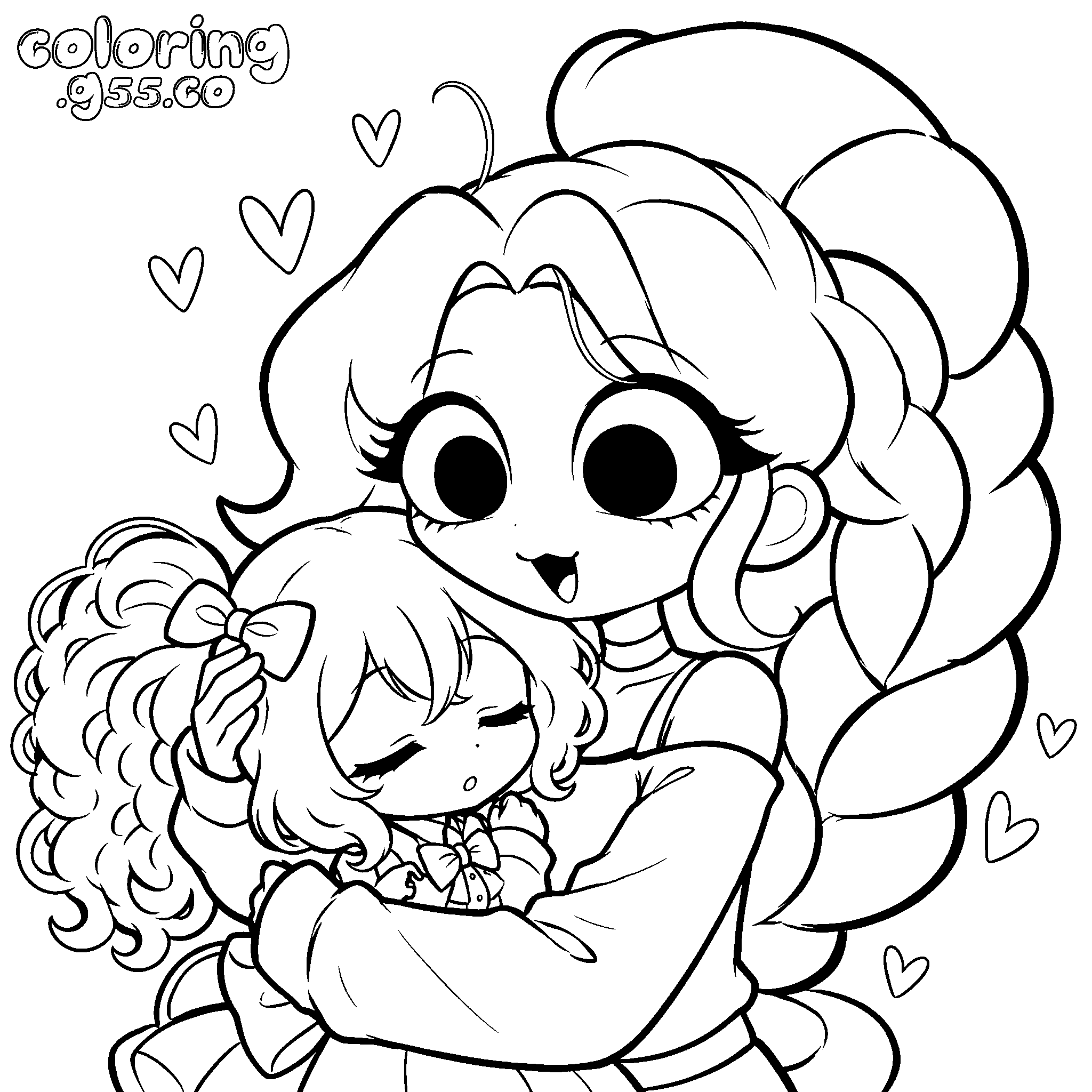 cute hug lily lovebraids poppy playtime line art for kids