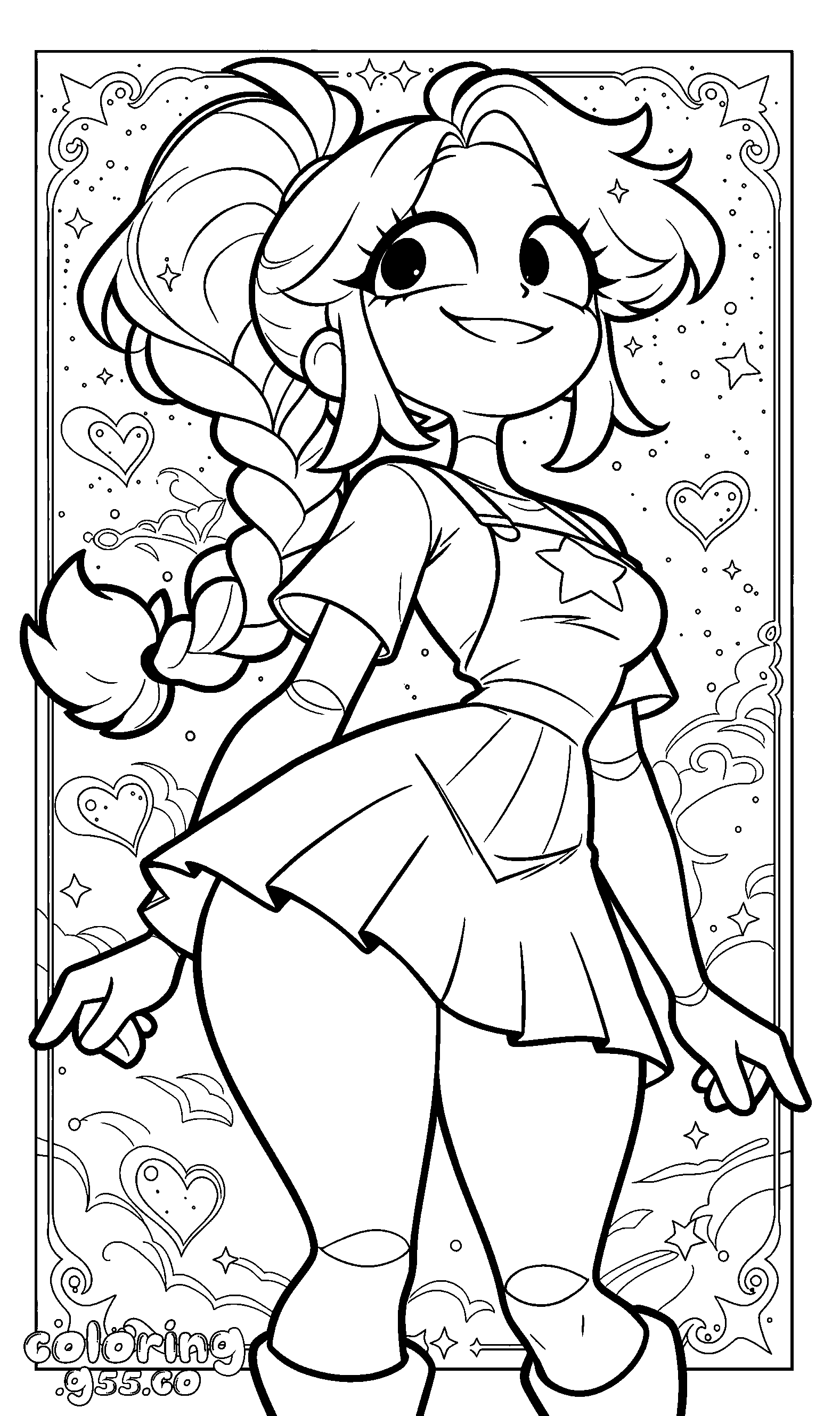 cute lily lovebraids line art for kids