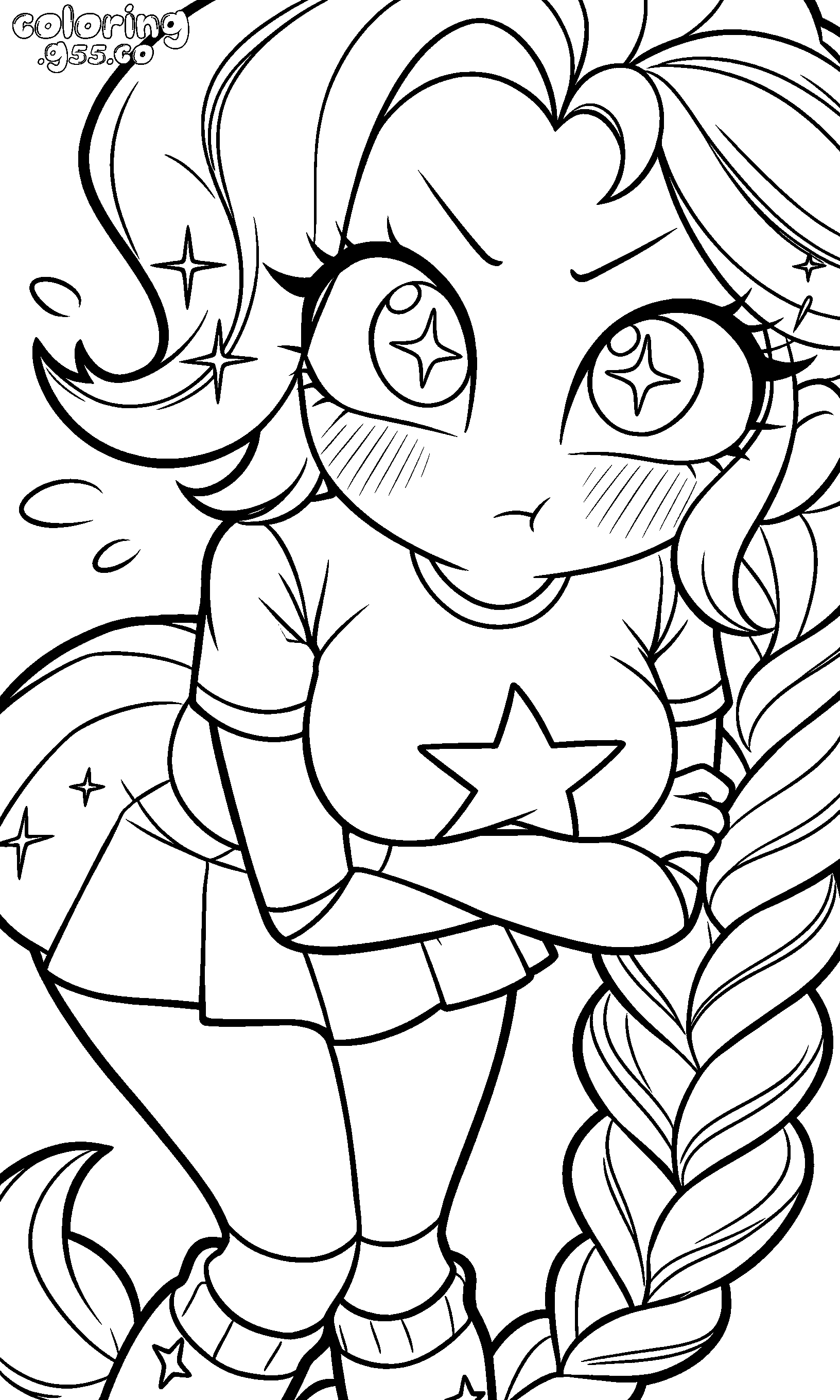cute pouty pout arms crossed starry sparkles lily lovebraids poppy playtime line art