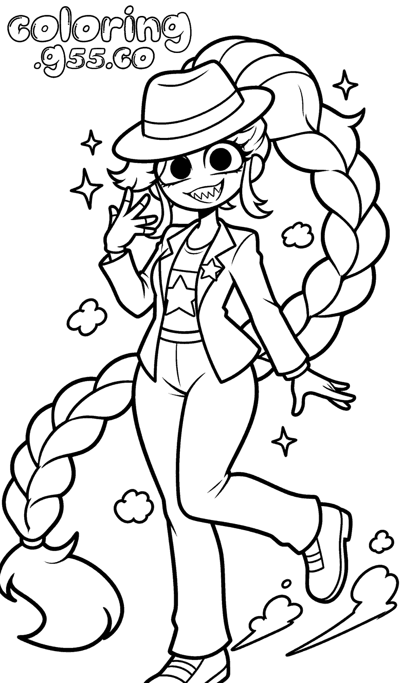 detective fedora lily lovebraids poppy playtime line art for kids