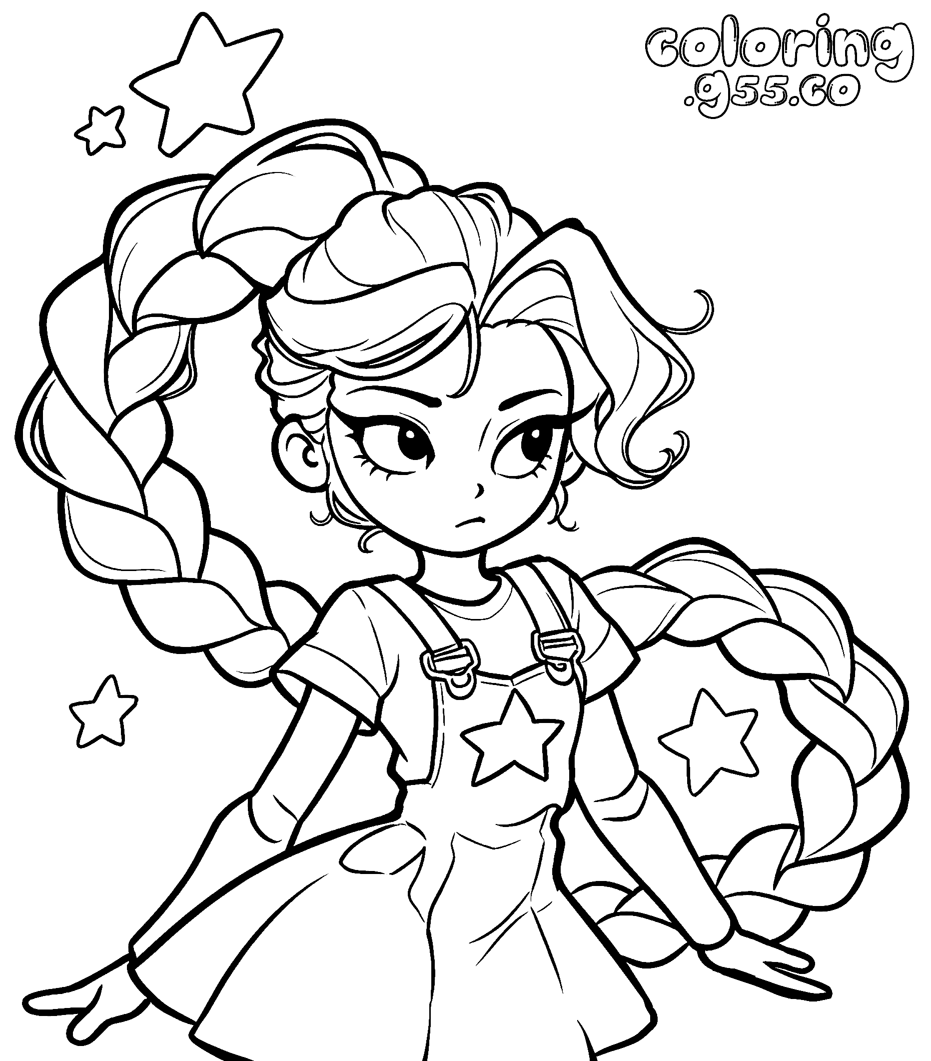 determined look floating stars arching braids lily lovebraids poppy playtime line art