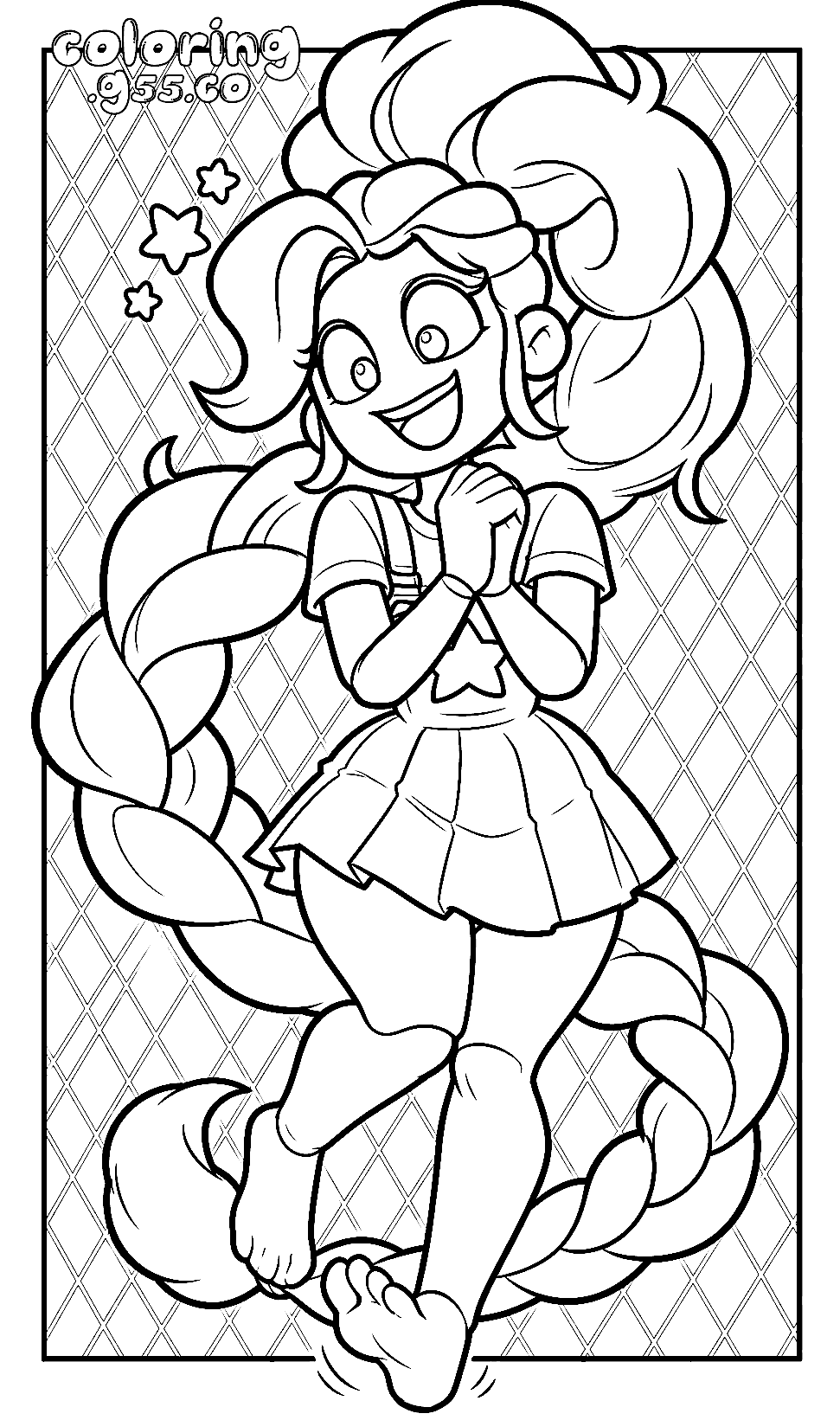 diamond mesh pattern excited clasping hands sparkle stars lily lovebraids poppy playtime line art