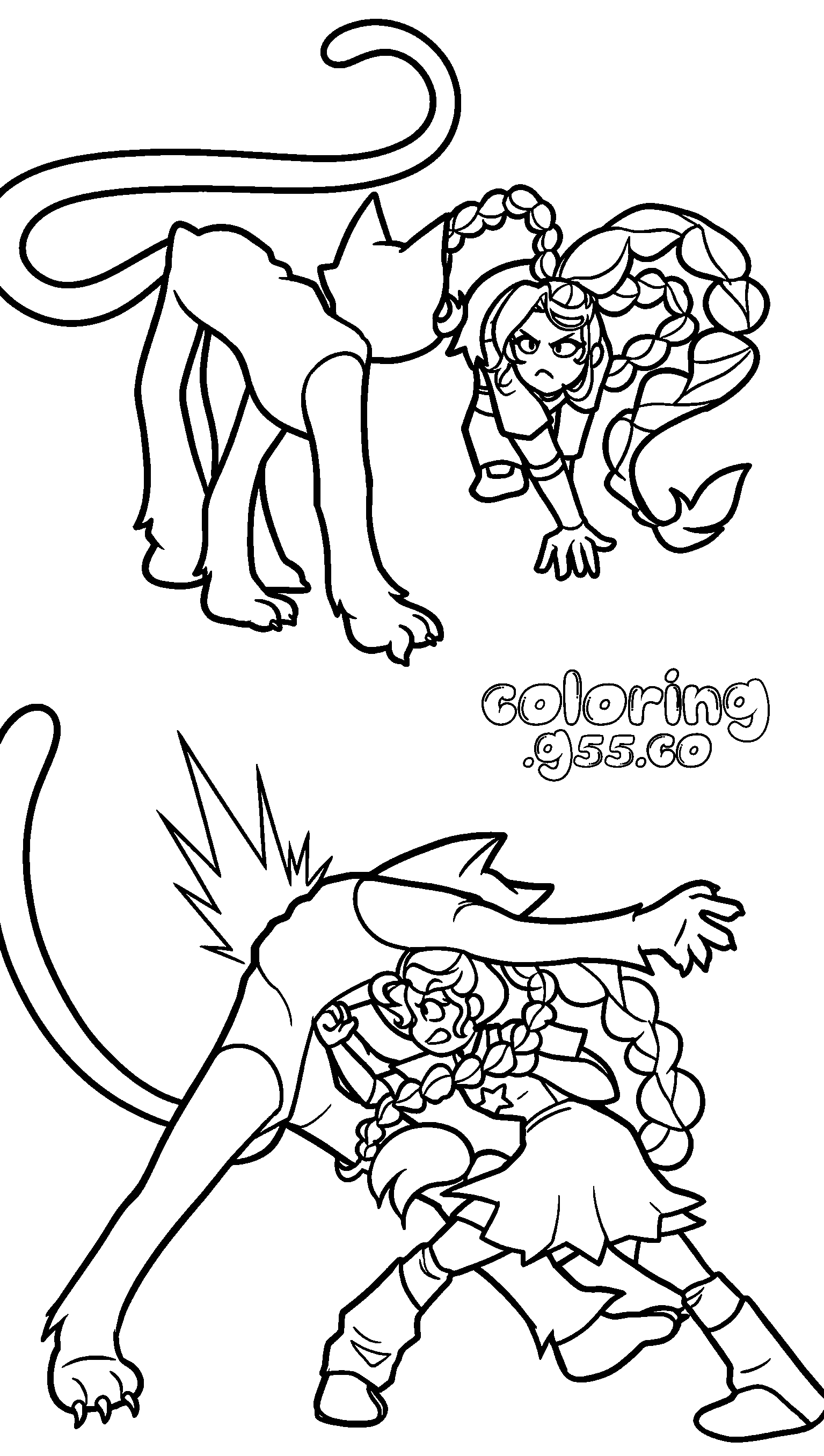 epic battle stance giant cat creature lily lovebraids poppy playtime line art