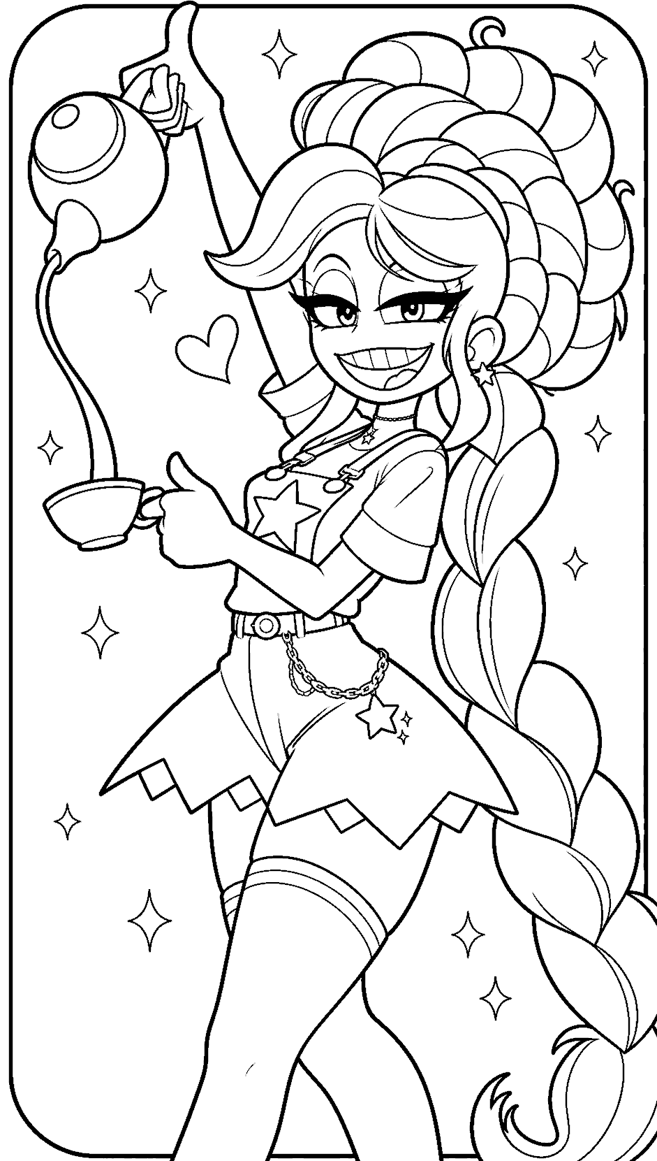 fancy star outfit lily lovebraids poppy playtime line art
