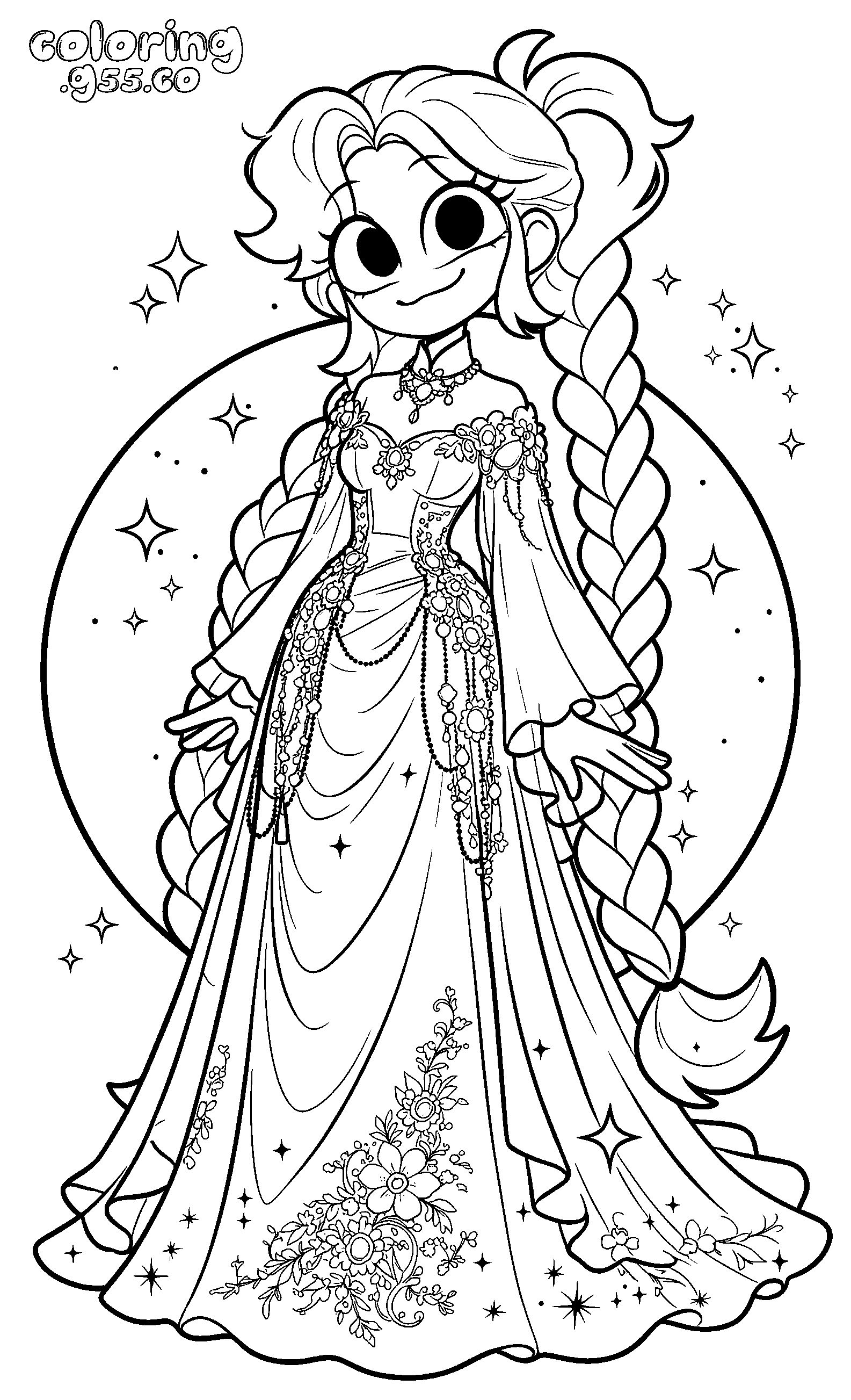 fantasy princess lily lovebraids line art