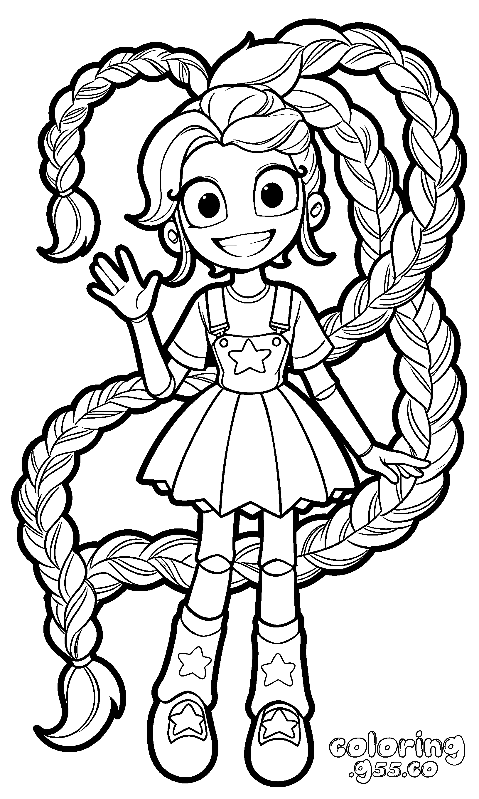 gigantic heart arch braid wave hello pose lily lovebraids poppy playtime line art