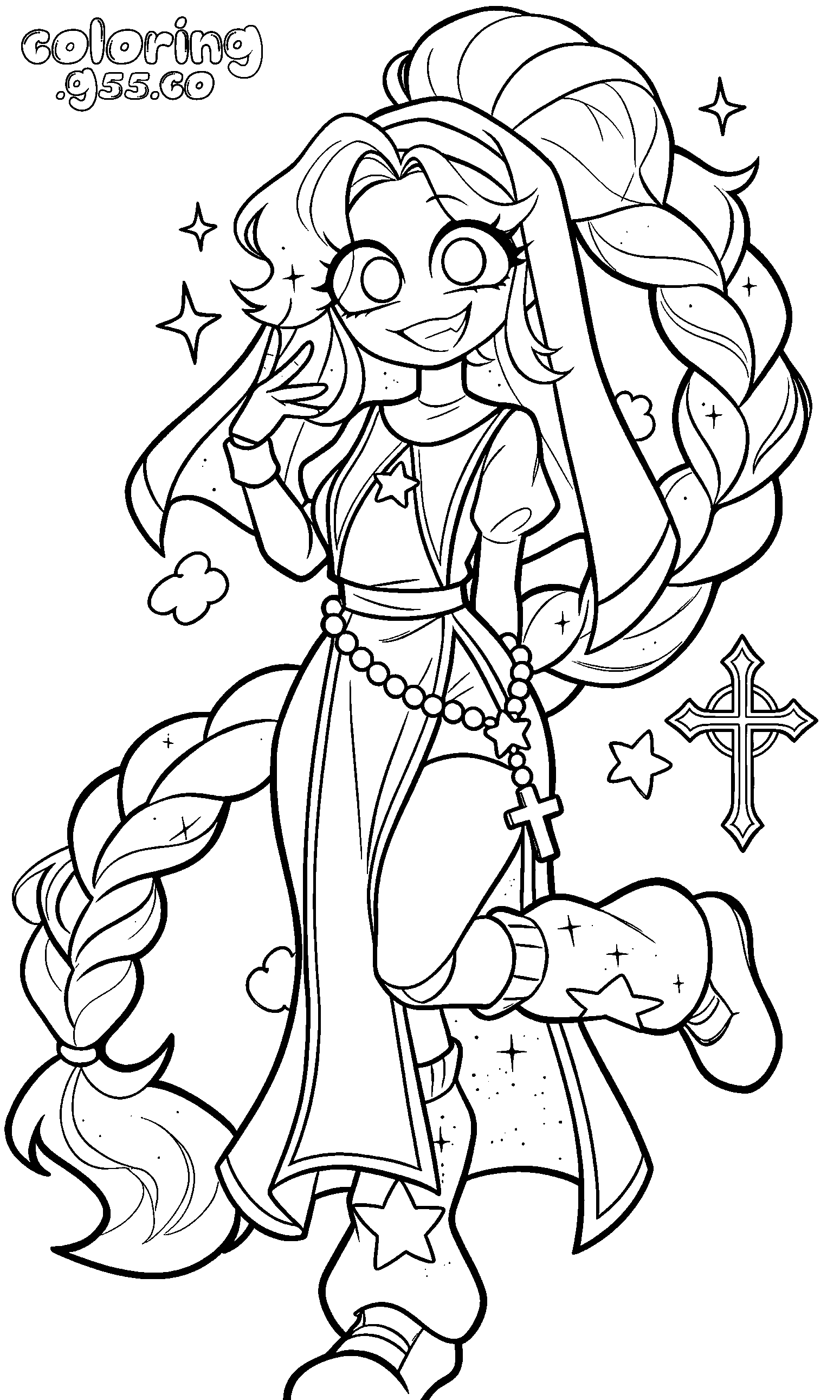 gothic nun lily lovebraids line art