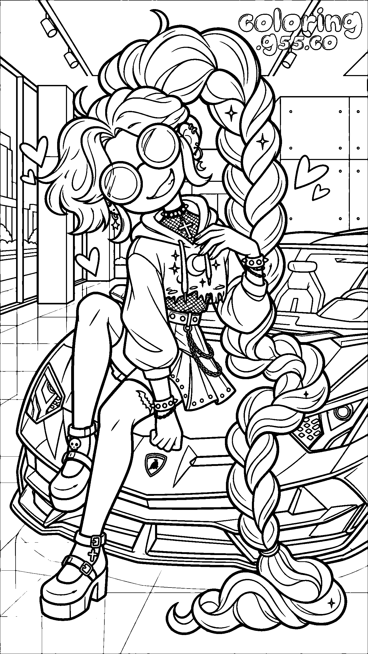 gothic supercar lily lovebraids line art