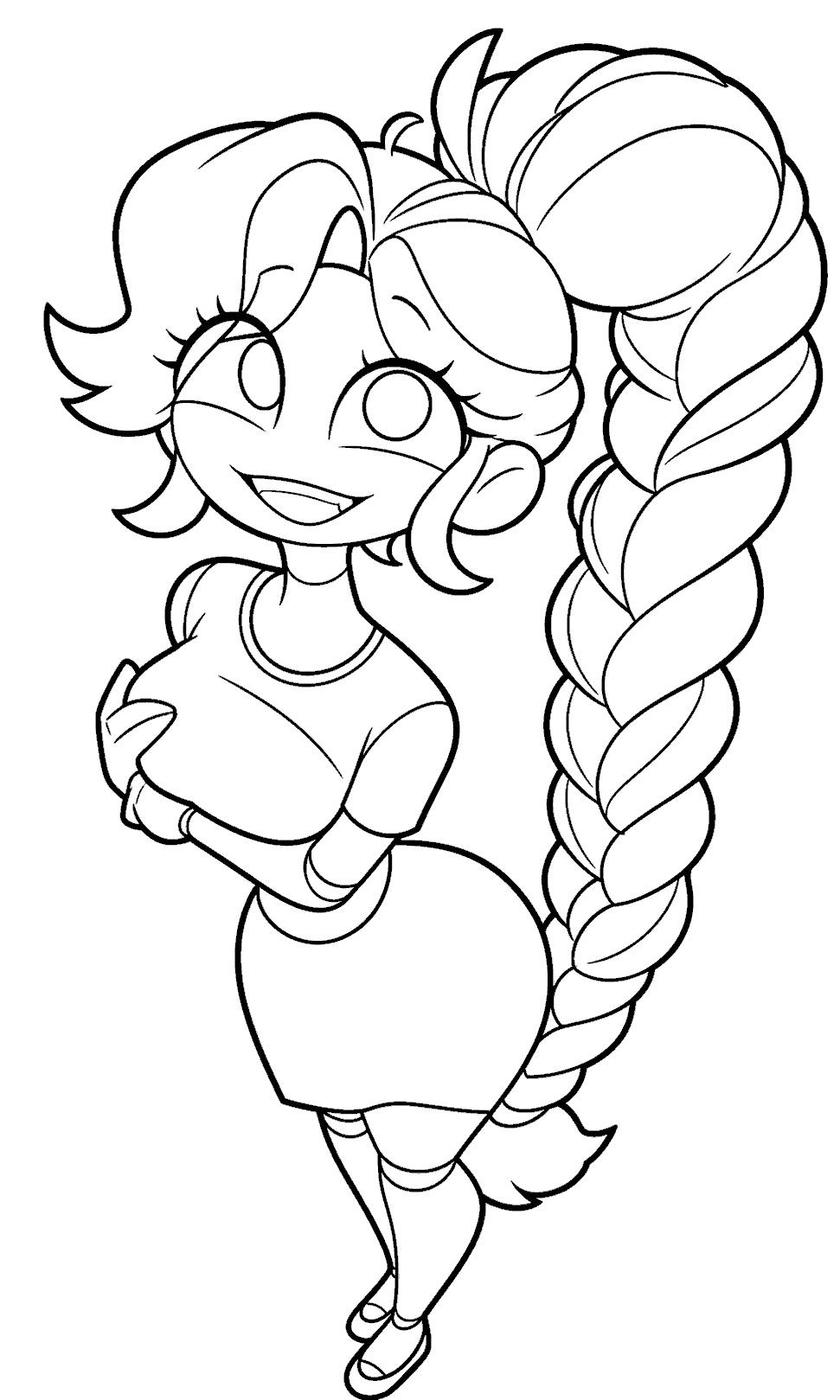 high ponytail casual dress lily lovebraids poppy playtime line art