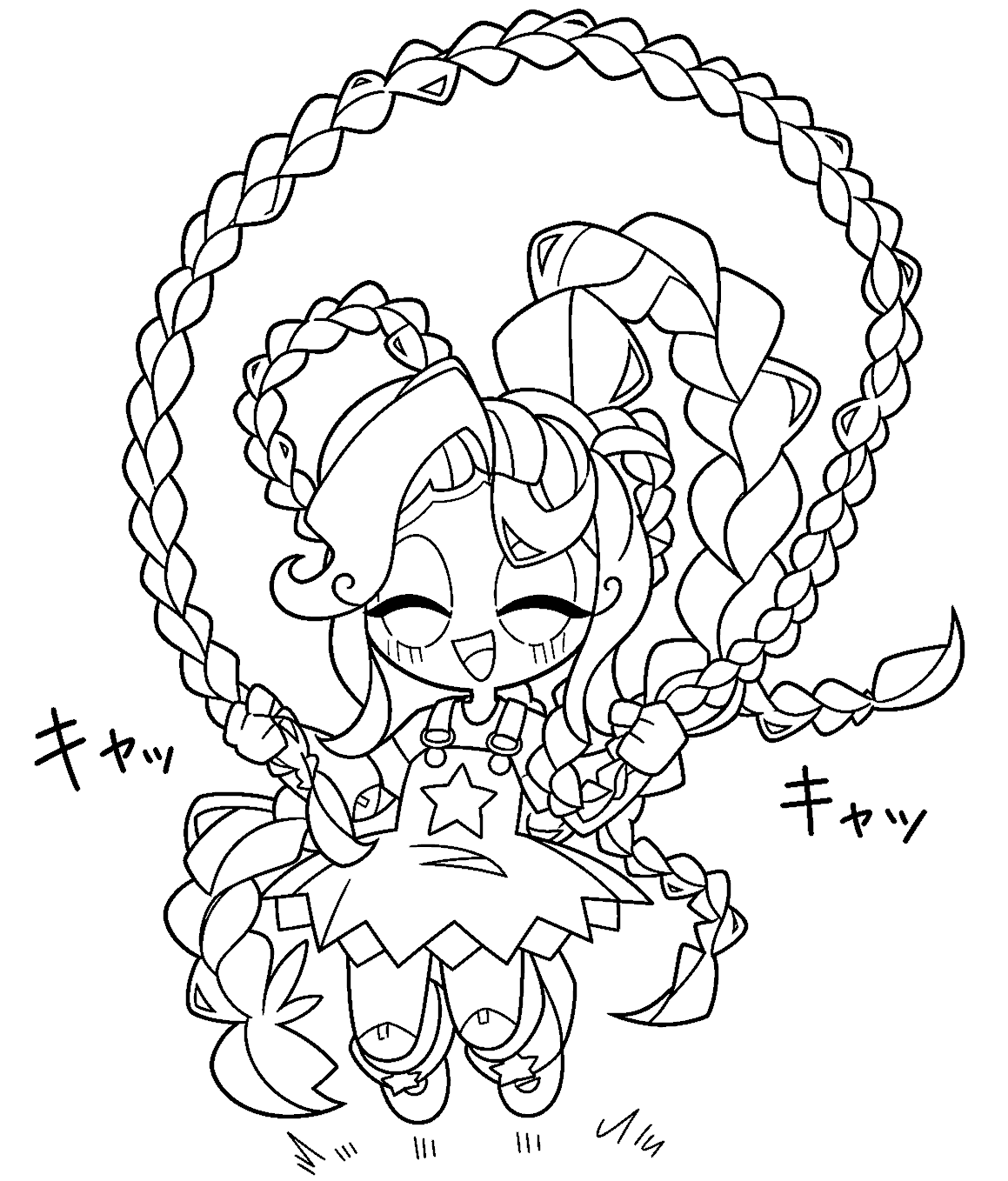 jump rope chibi lily lovebraids poppy playtime line art