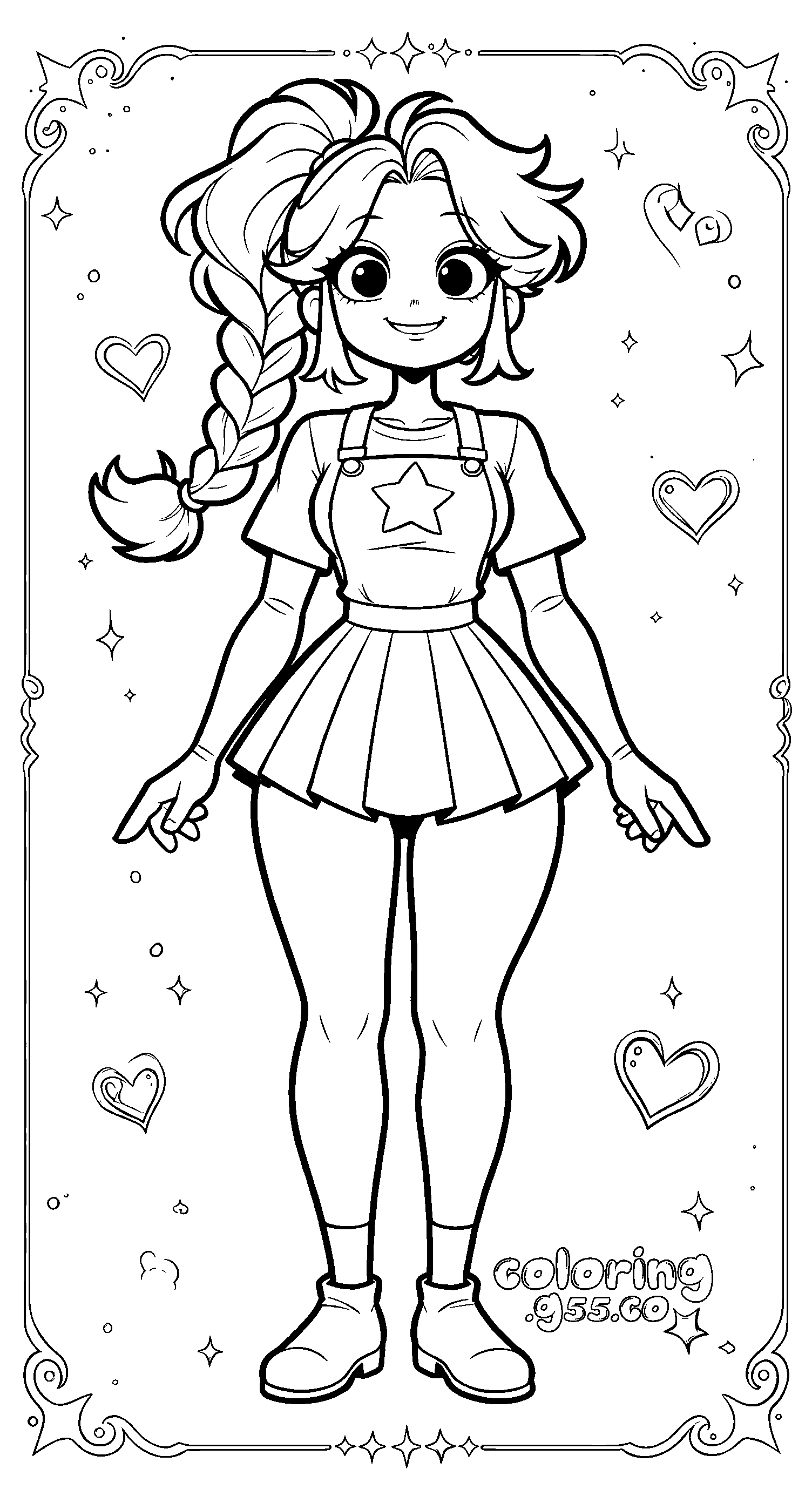 kawaii lily lovebraids line art for kids