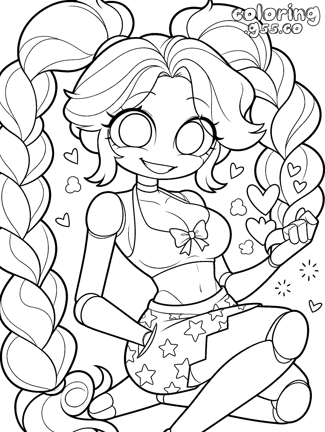 kawaii lily lovebraids poppy playtime line art
