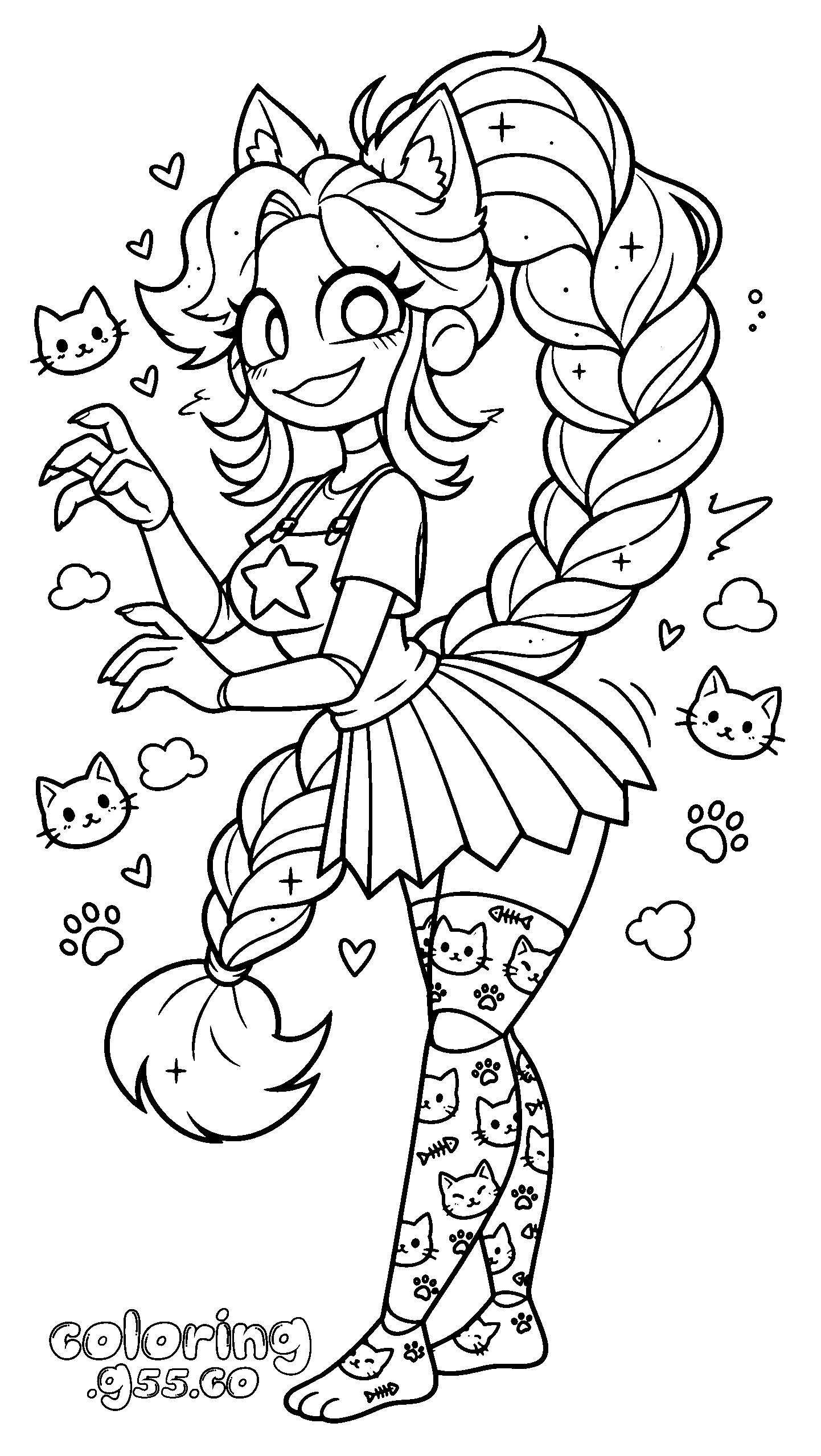 kawaii neko ears lily lovebraids line art