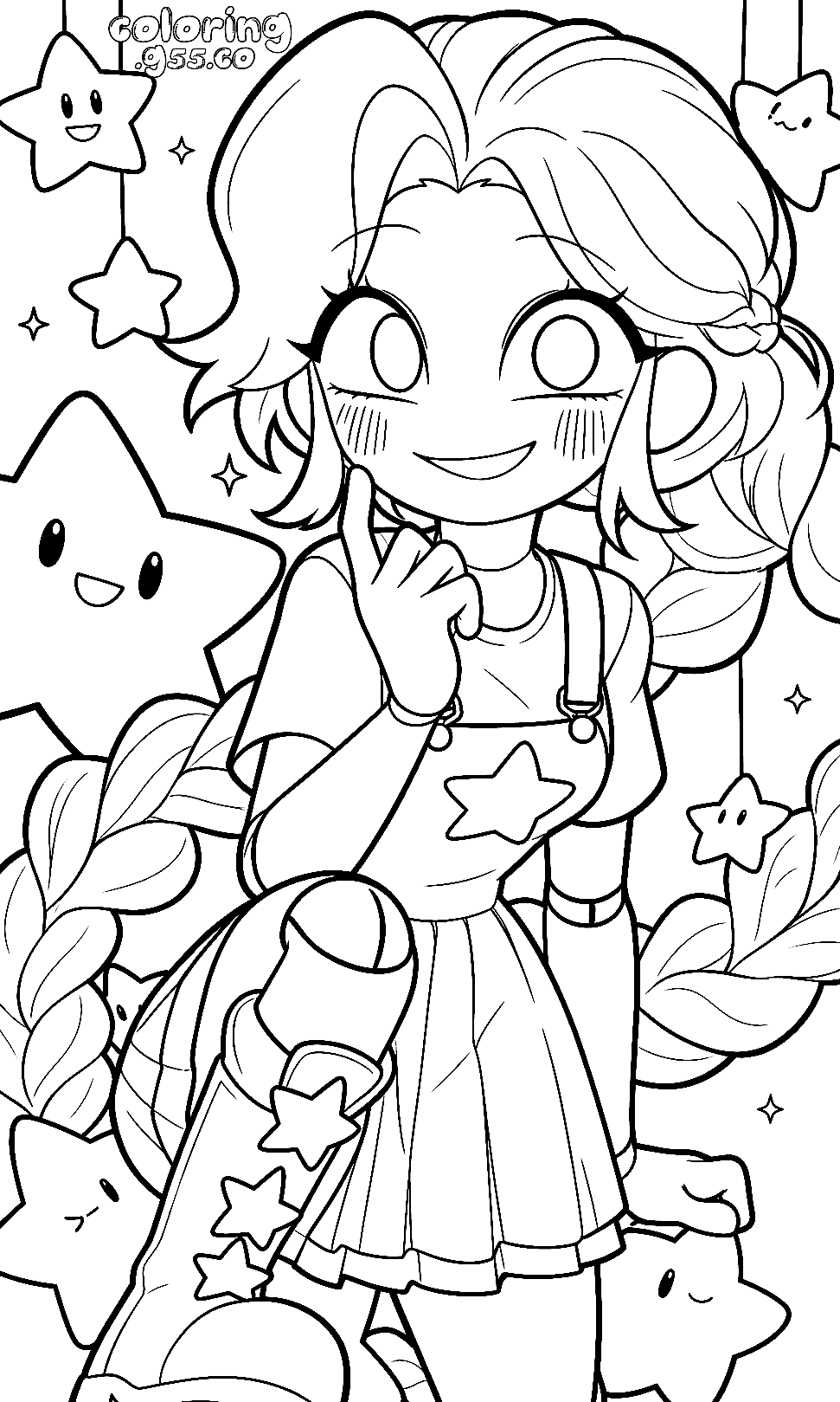 kawaii smiling face finger cheek cute hanging star friends lily lovebraids poppy playtime line art
