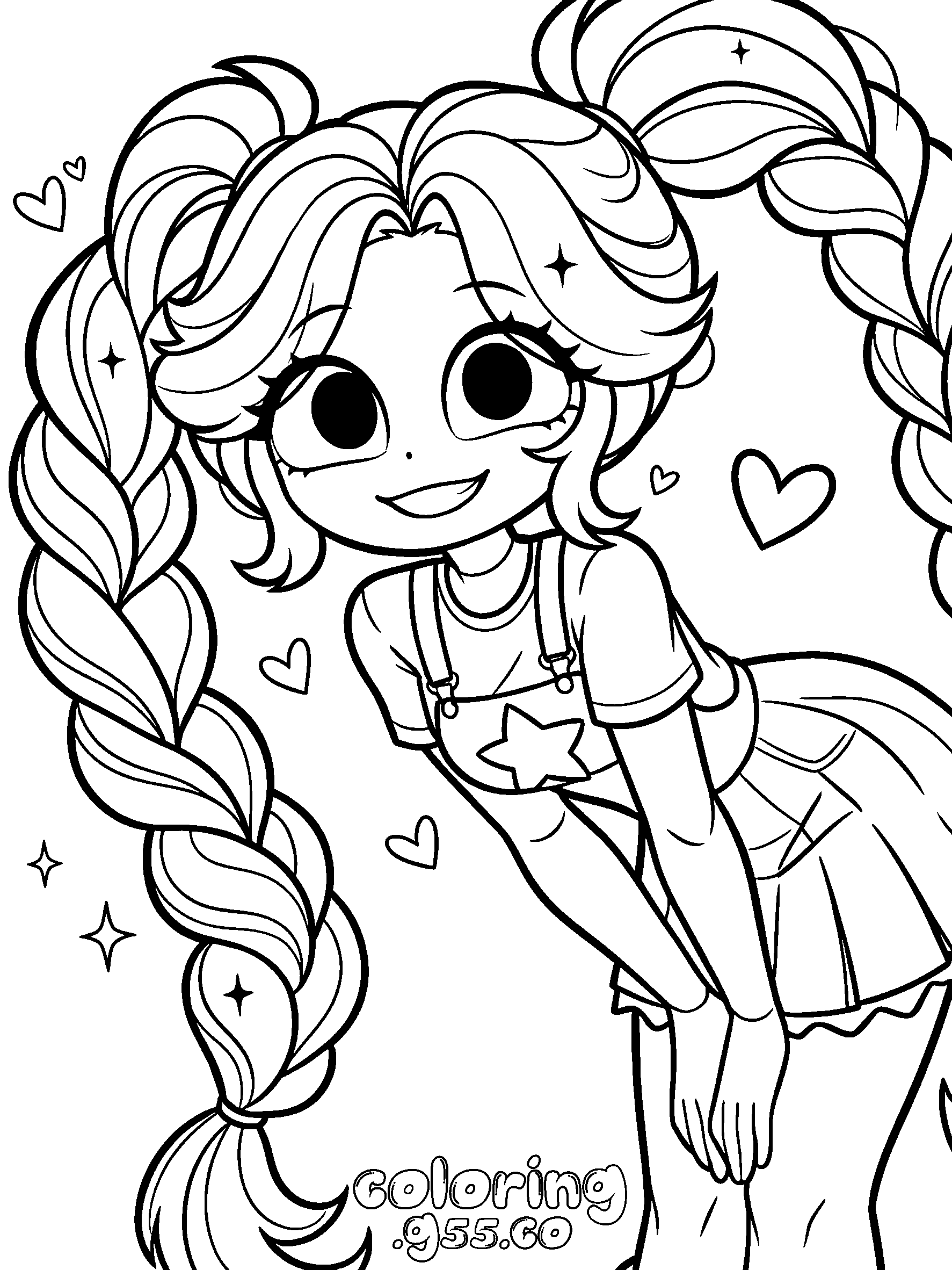 kawaii sparkles lily lovebraids line art