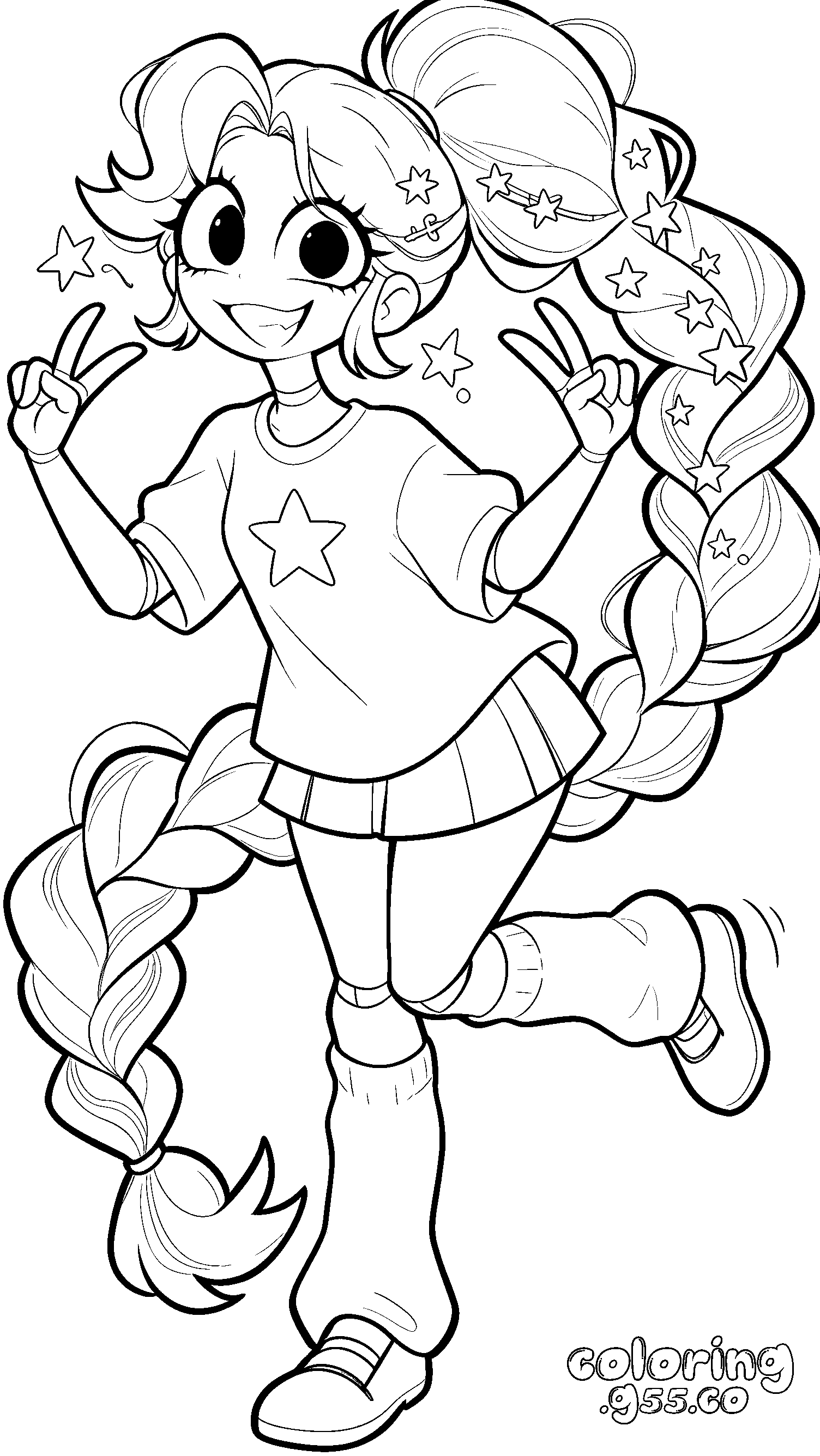 kawaii star lily lovebraids line art