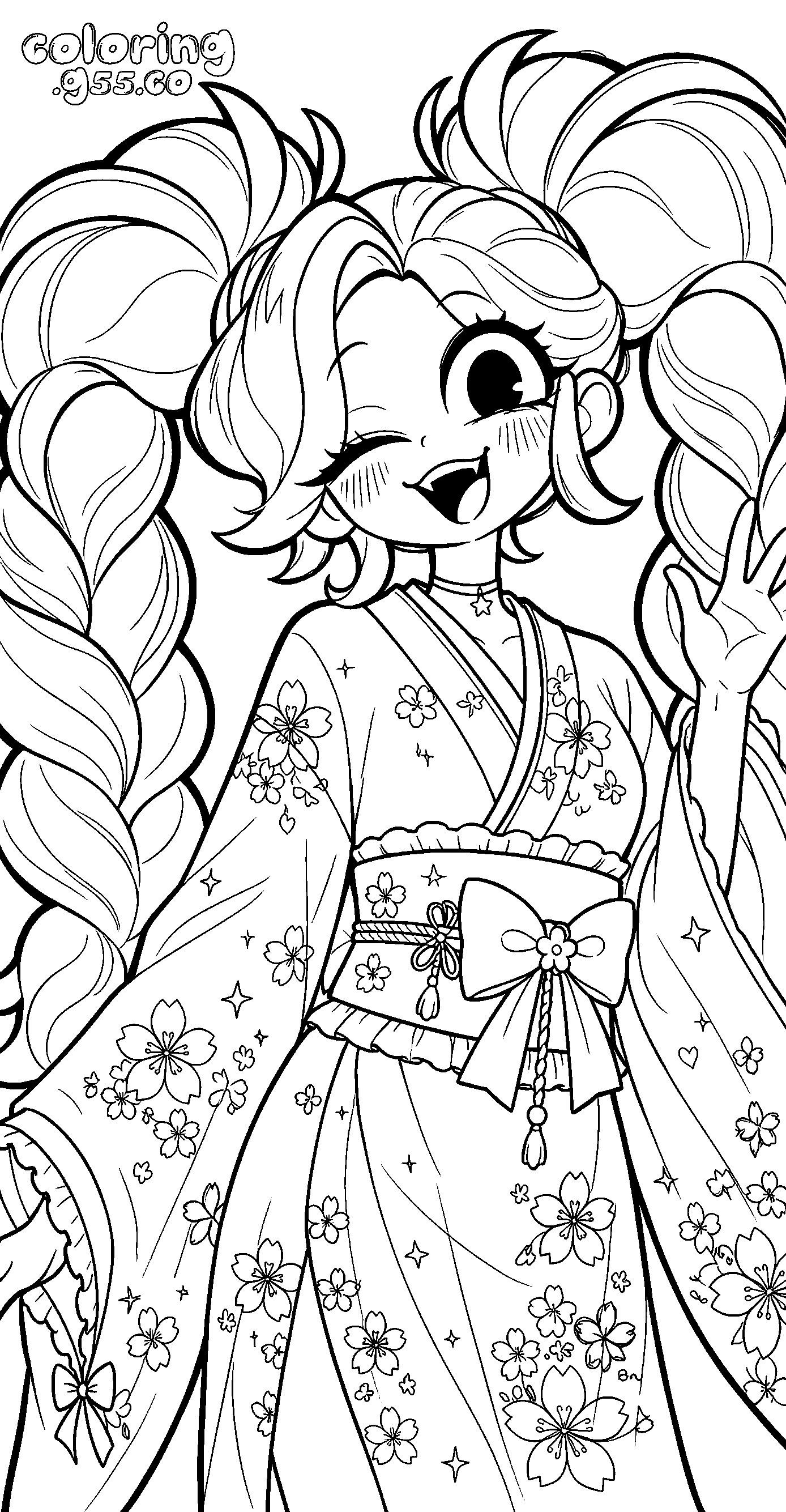 kimono lily lovebraids line art for kids