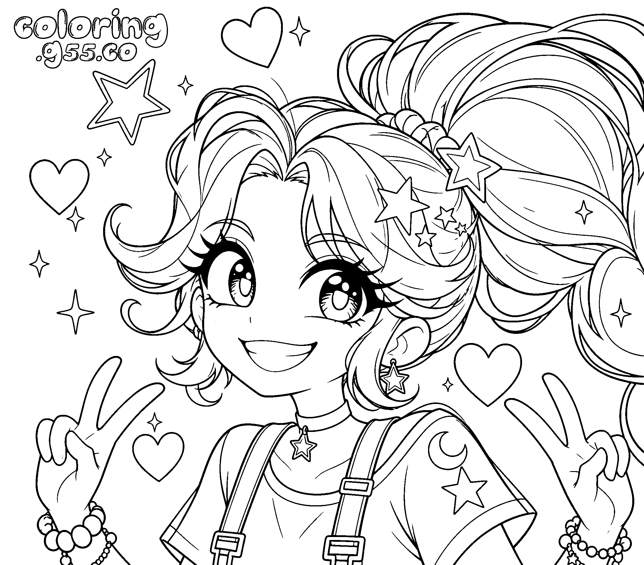 lily lovebraids anime portrait line art