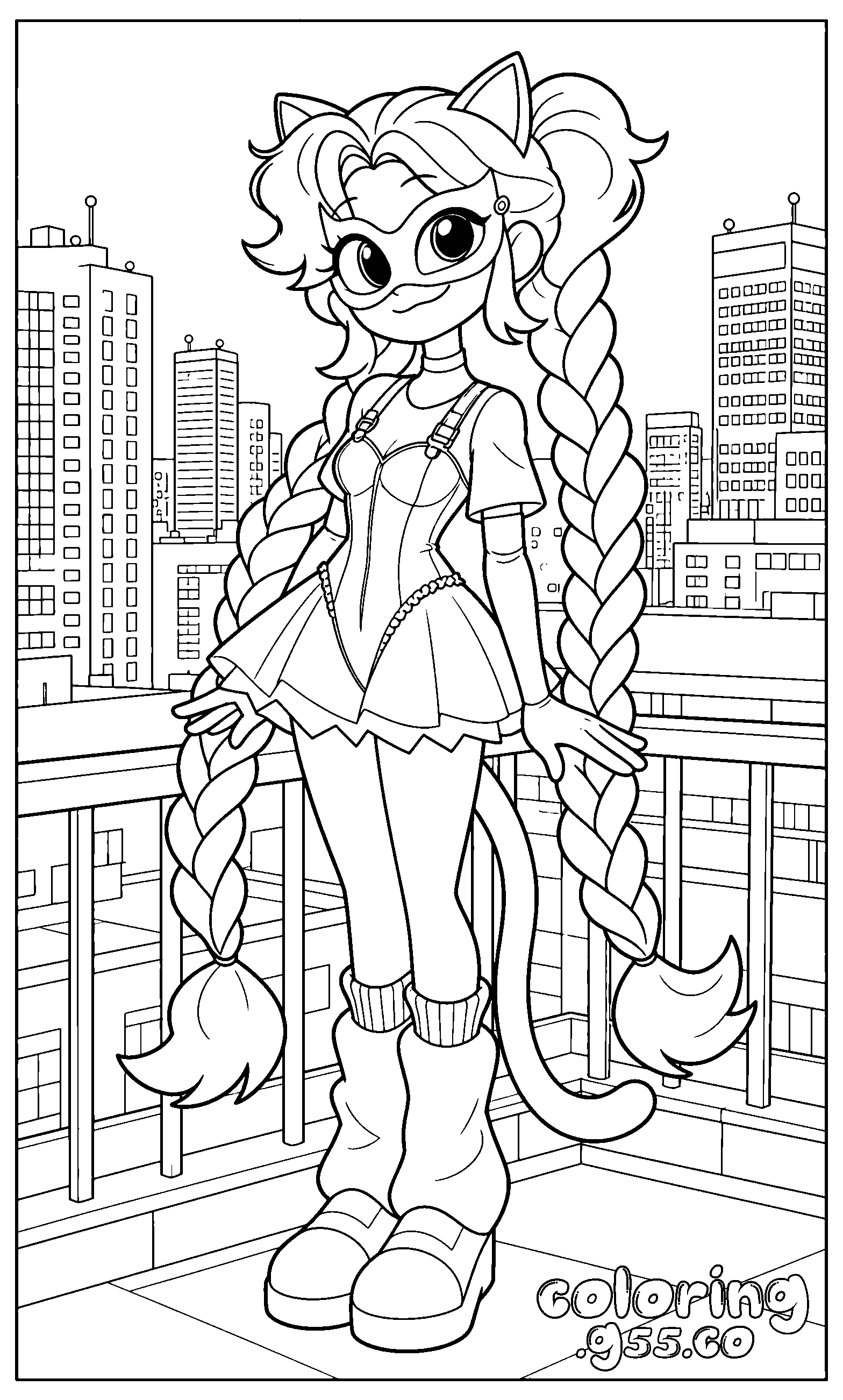 lily lovebraids city superhero line art