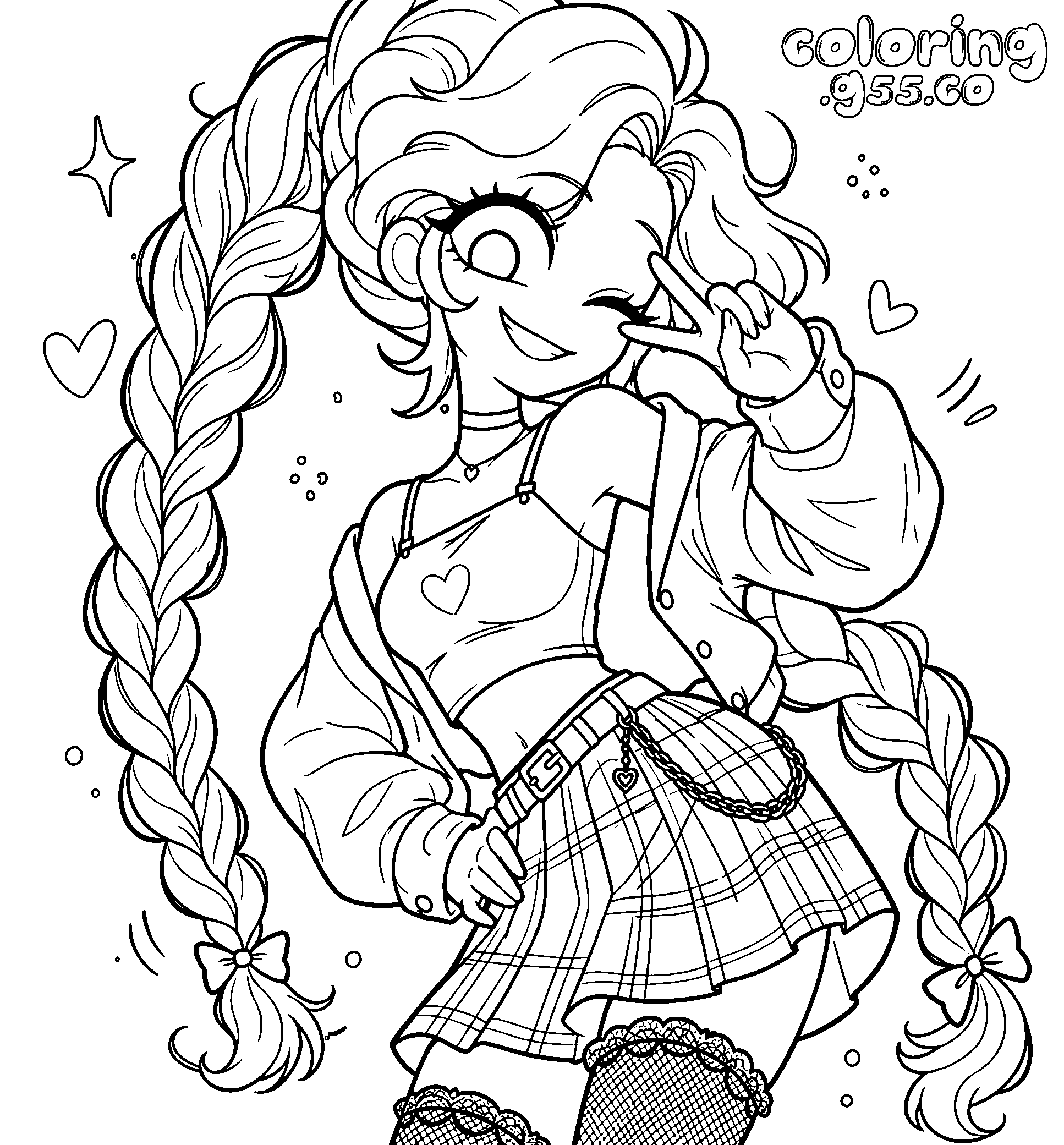 lily lovebraids cute peace sign line art