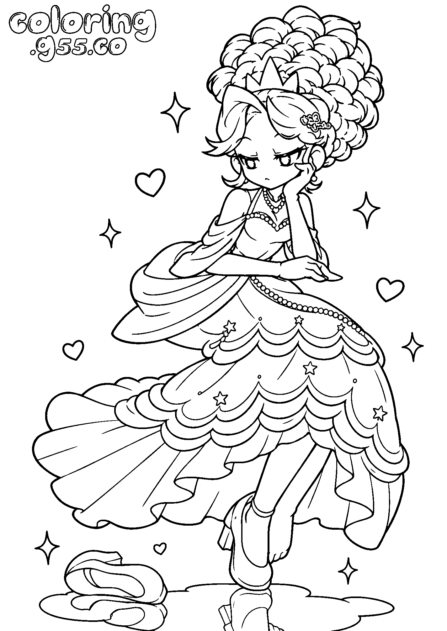 lily lovebraids in tiered star dress line art