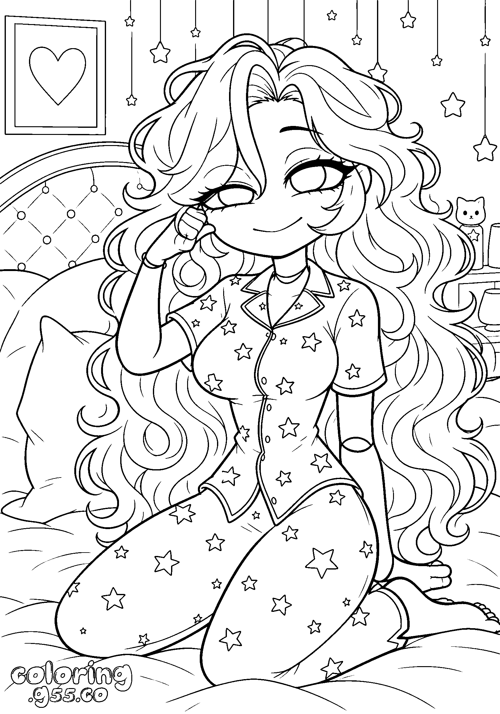 lily lovebraids pajamas bedroom line art