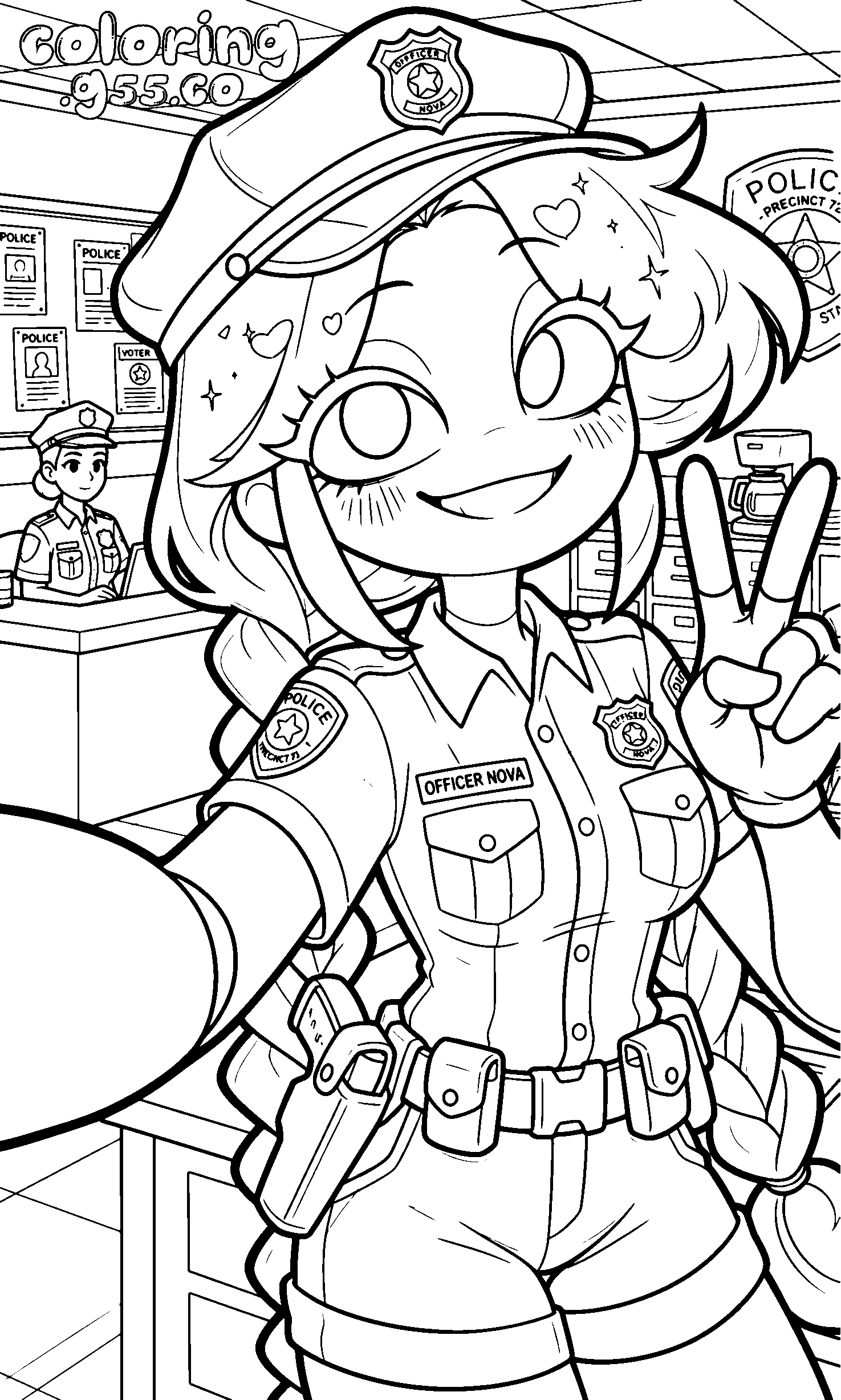 lily lovebraids police officer line art