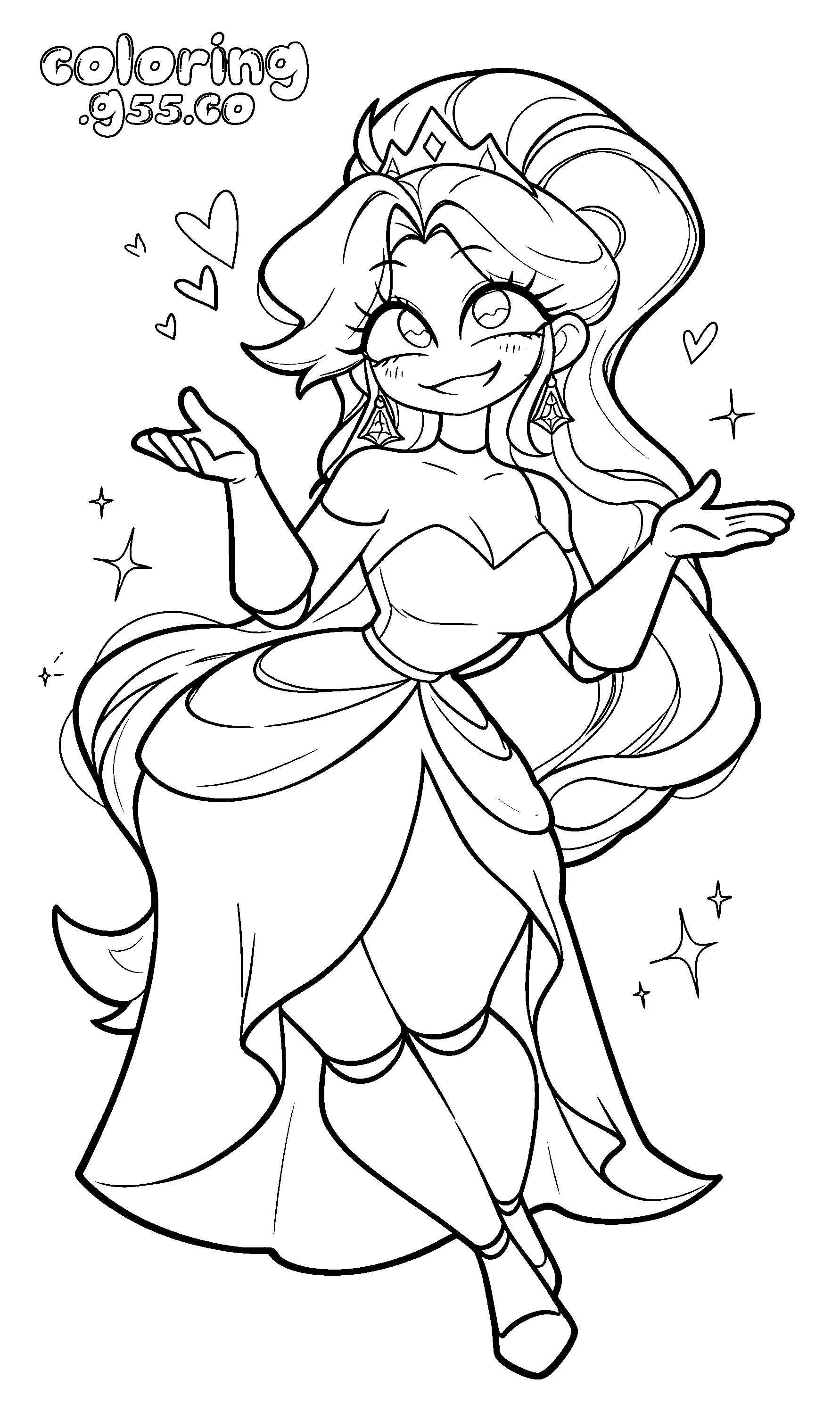 lily lovebraids princess dress line art