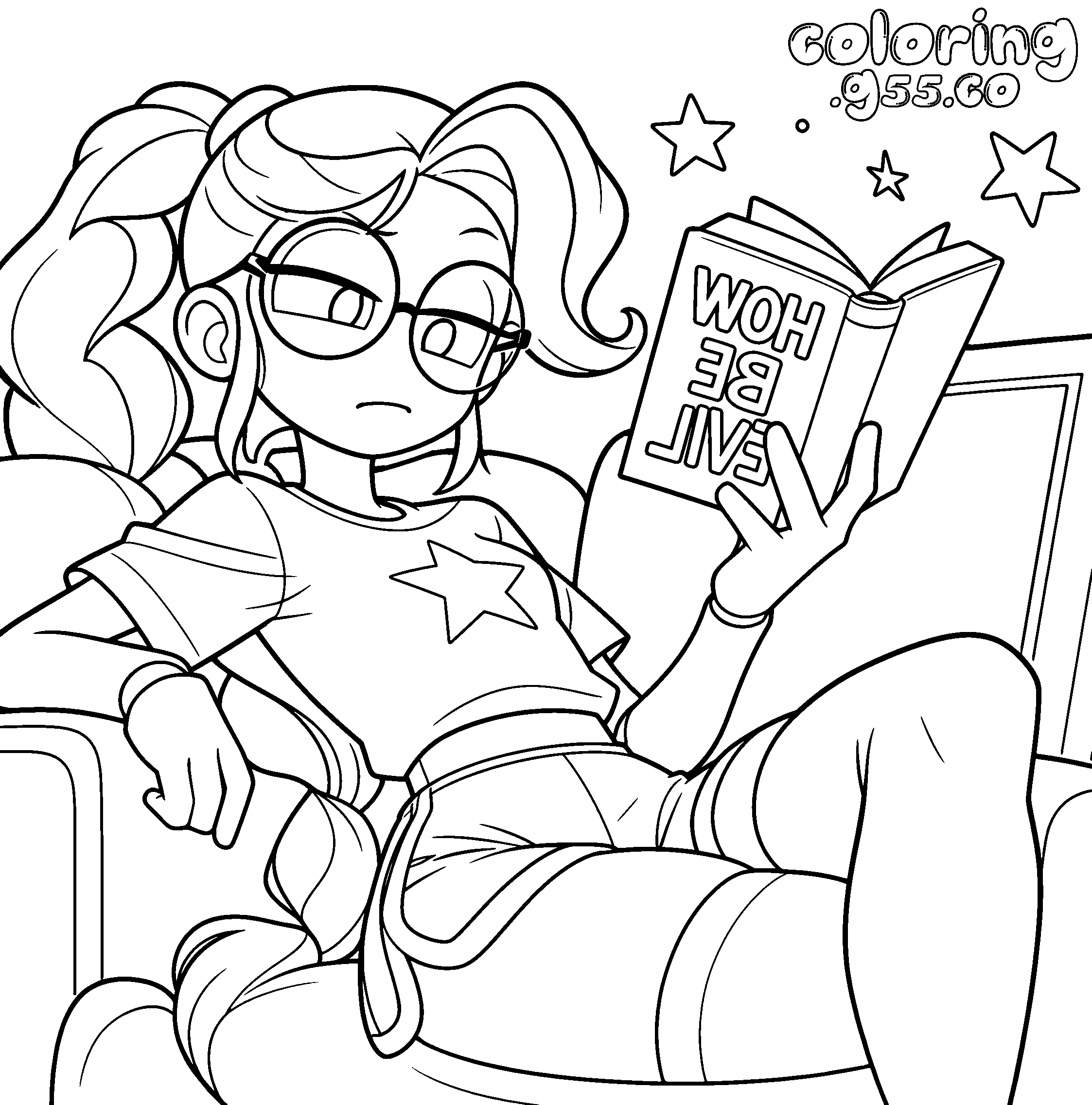 lily lovebraids reading book line art