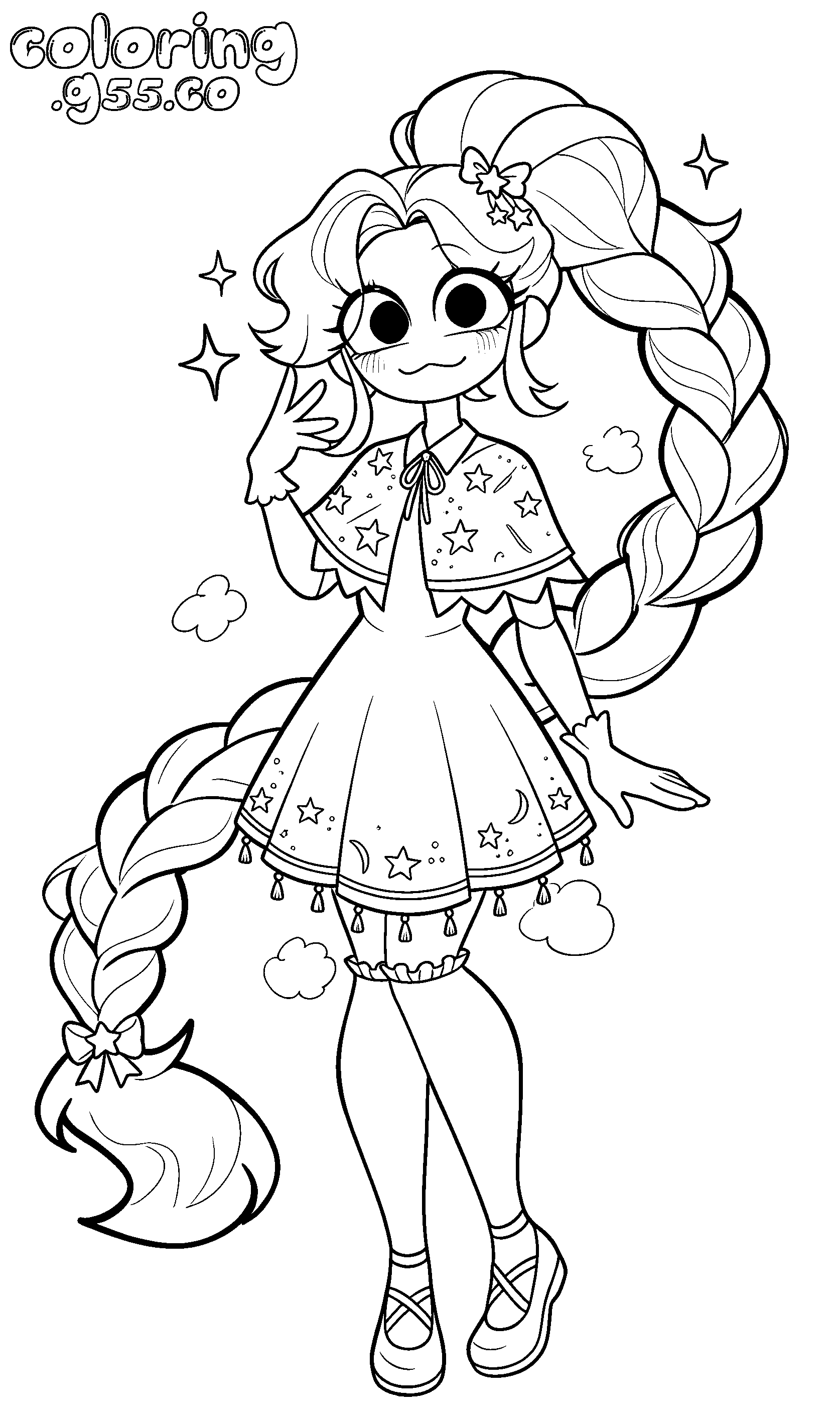 magical star cape sparkle bows giant braid lily lovebraids poppy playtime line art
