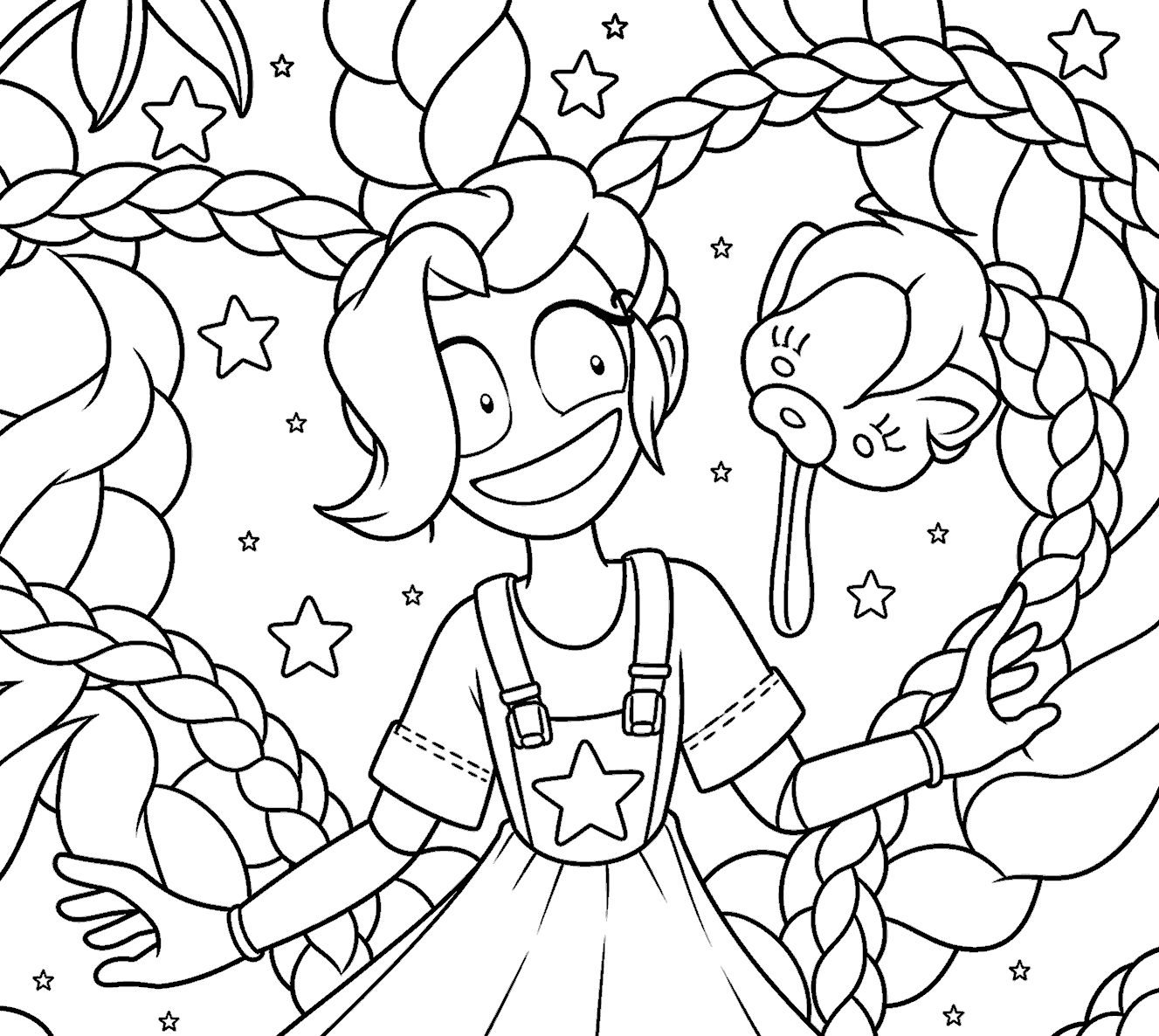 magical starry sky floating pet lily lovebraids poppy playtime line art