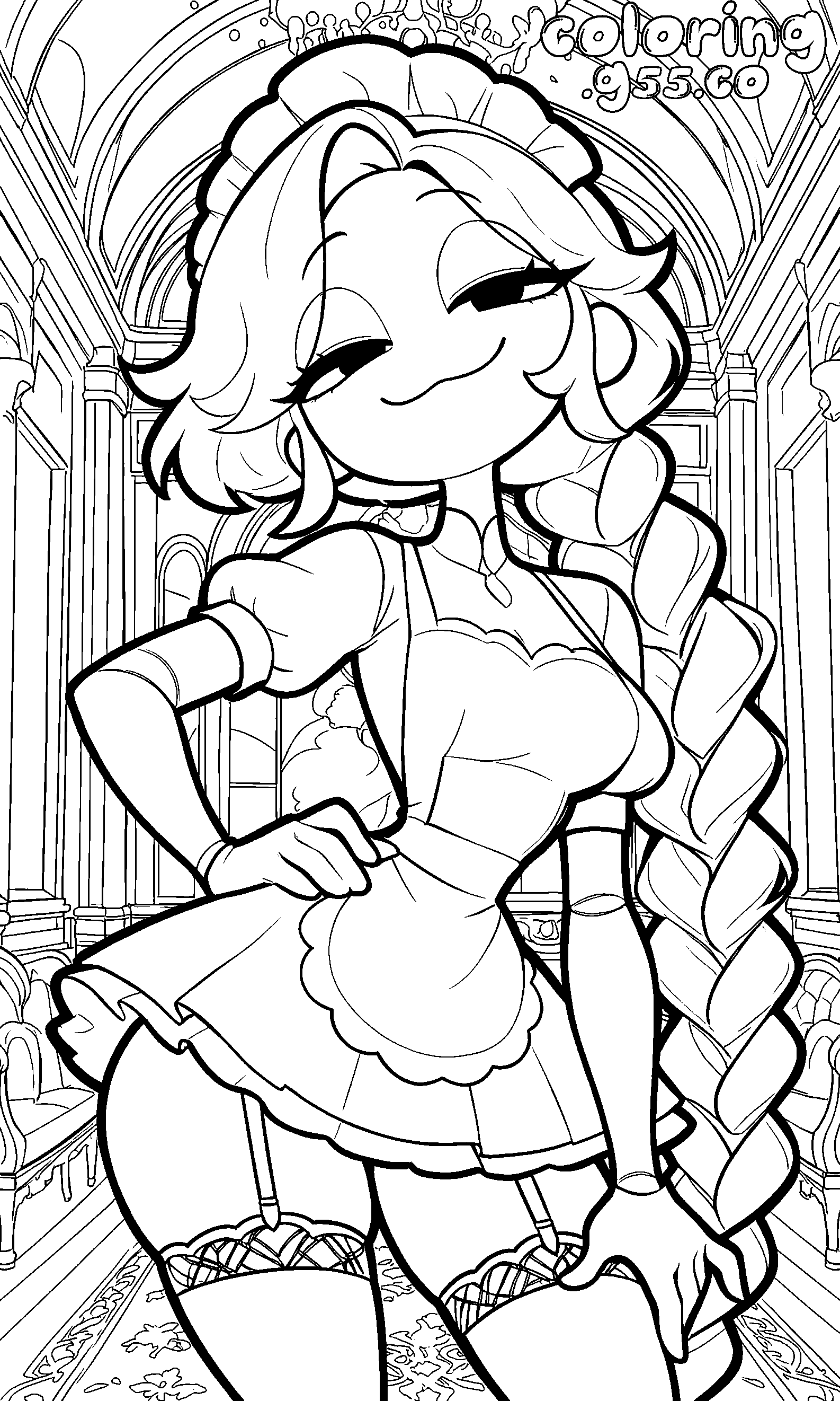 maid dress lily lovebraids line art