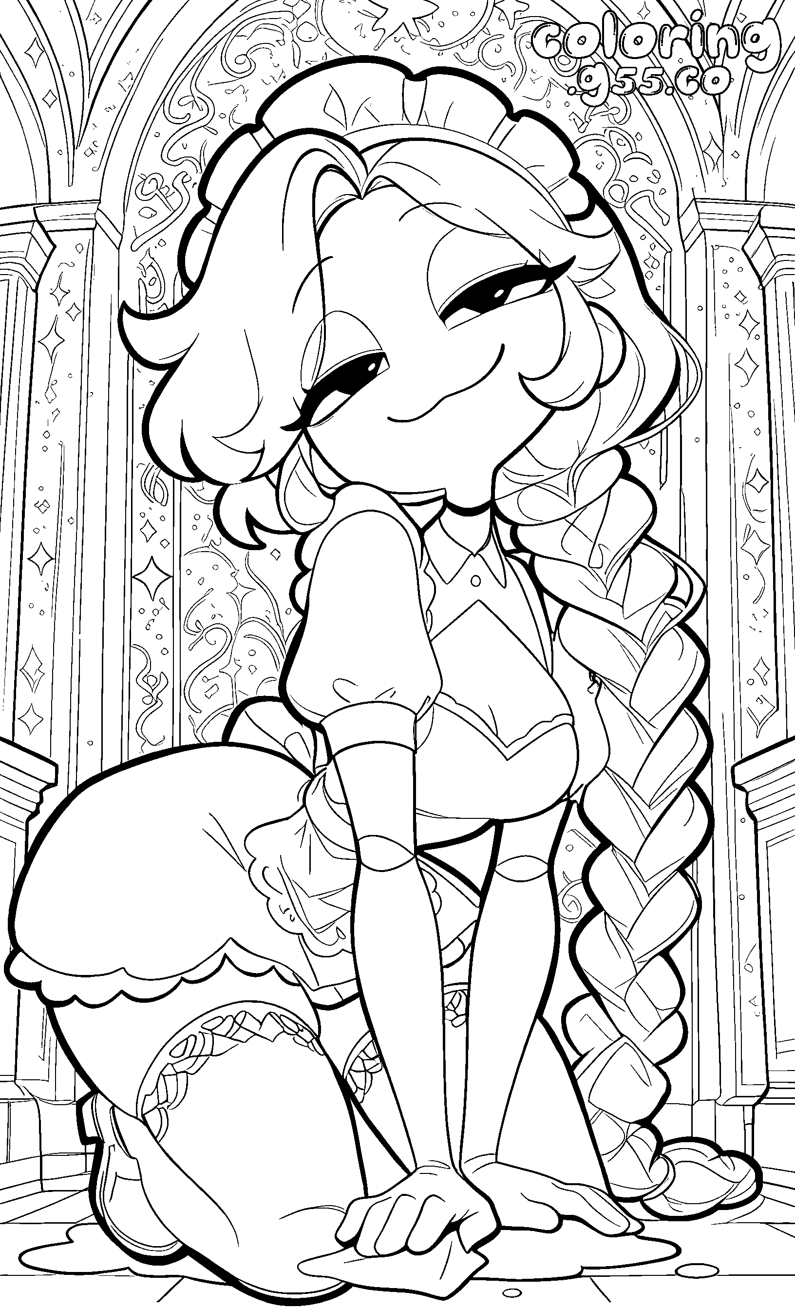 maid dress smirking lily lovebraids poppy playtime line art for kids