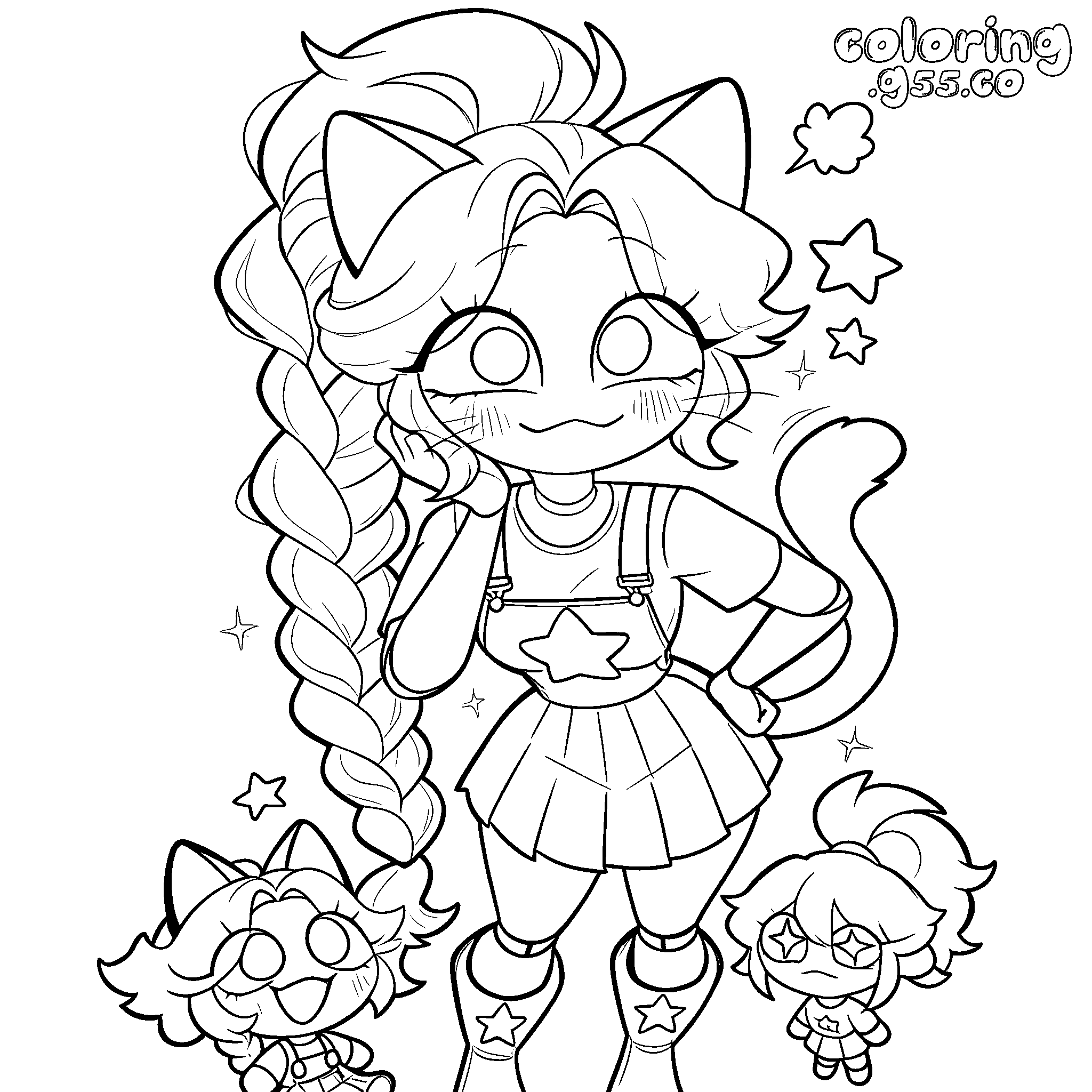 neko cat ears lily lovebraids chibi mini friends star dress poppy playtime line arts