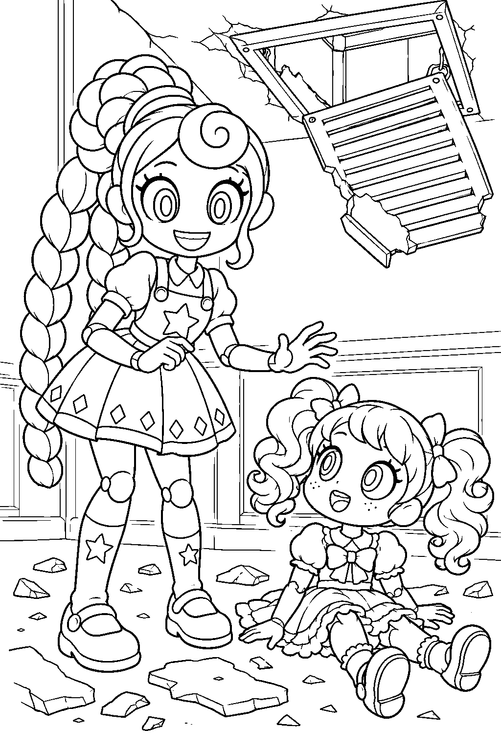 poppy playtime lily lovebraids discovering poppy beneath a broken vent line art
