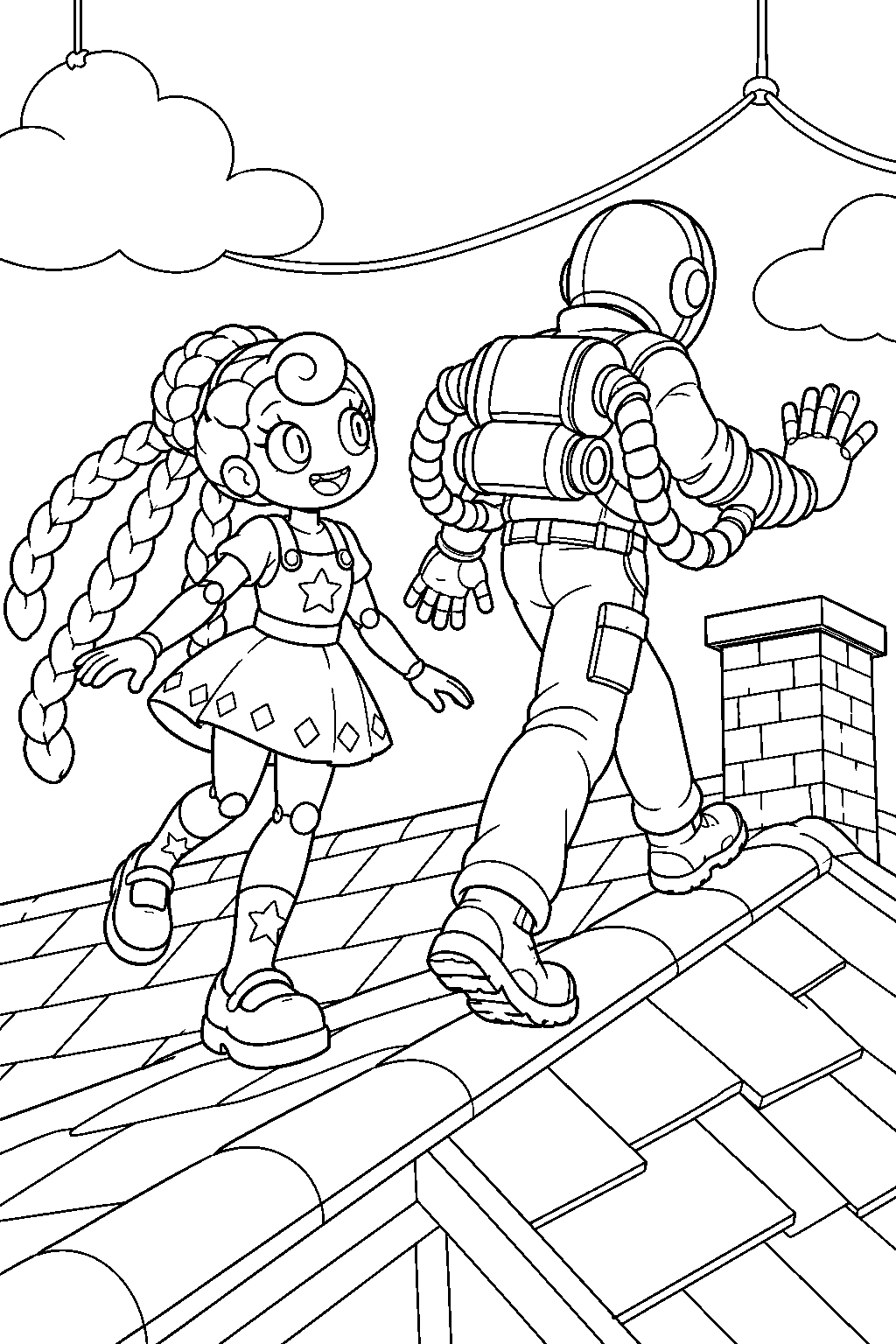 poppy playtime lily lovebraids following the player onto the dollhouse roof line art