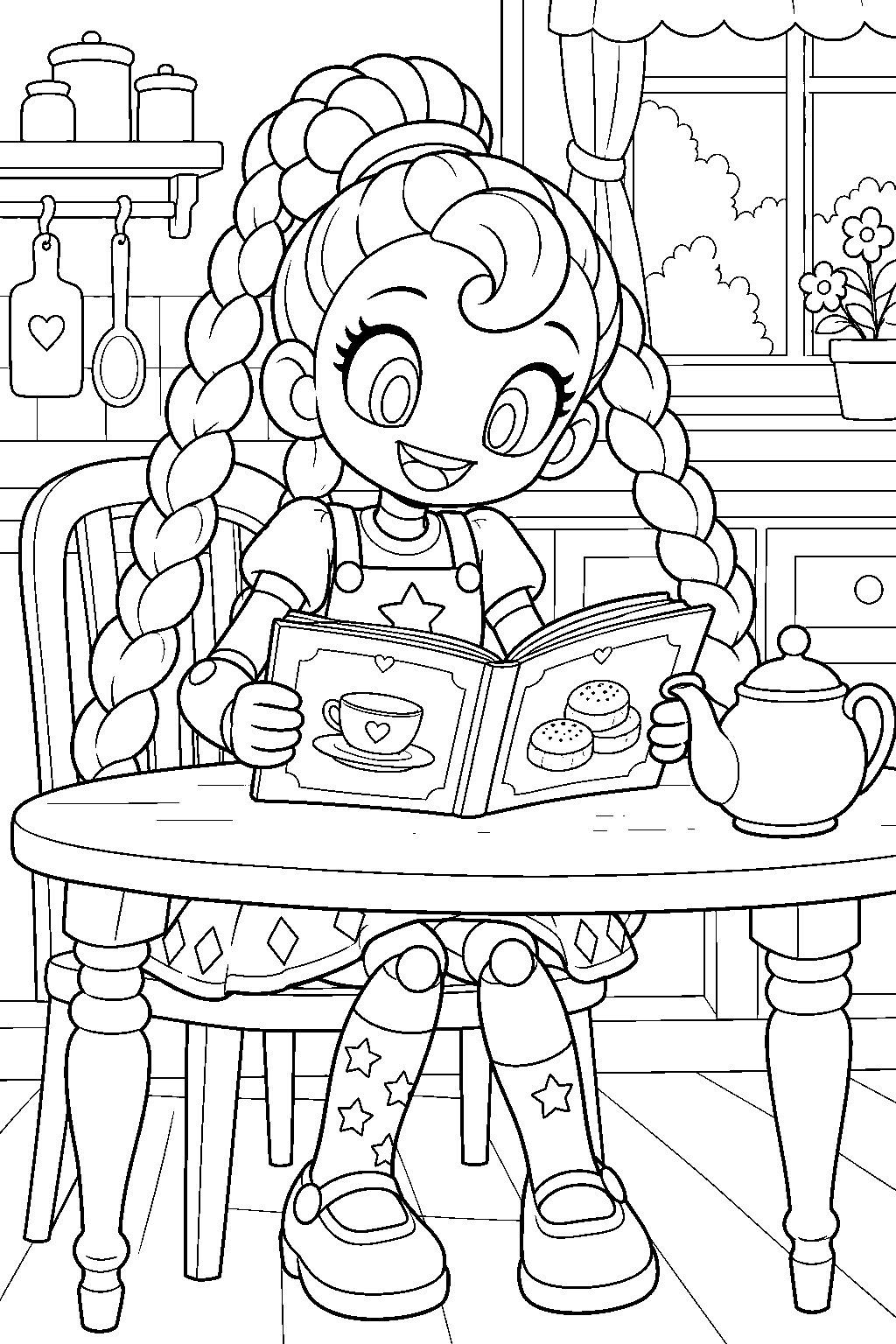 poppy playtime lily lovebraids reading her recipe book line art