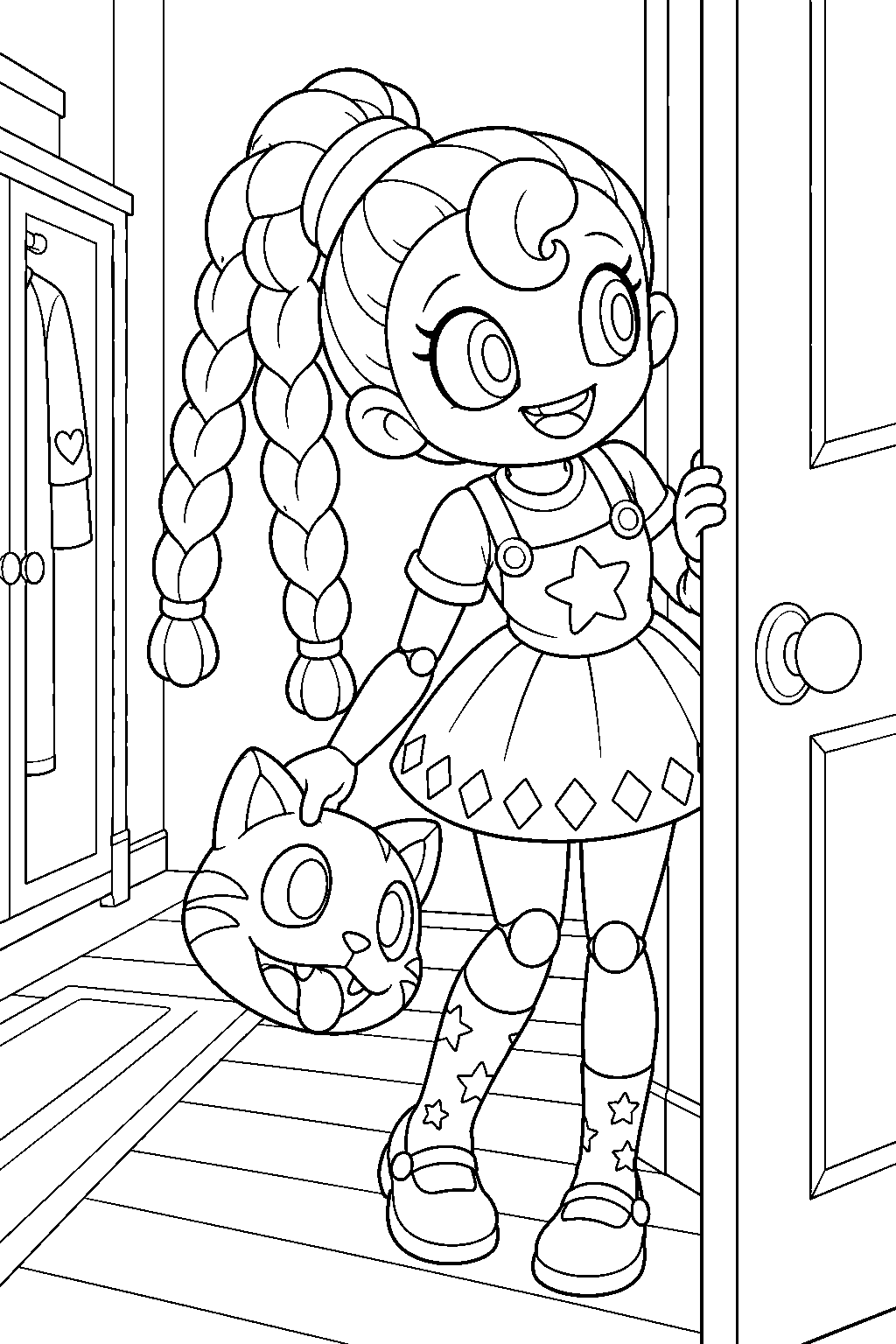 poppy playtime lily lovebraids searching for the player outside her bedroom line art